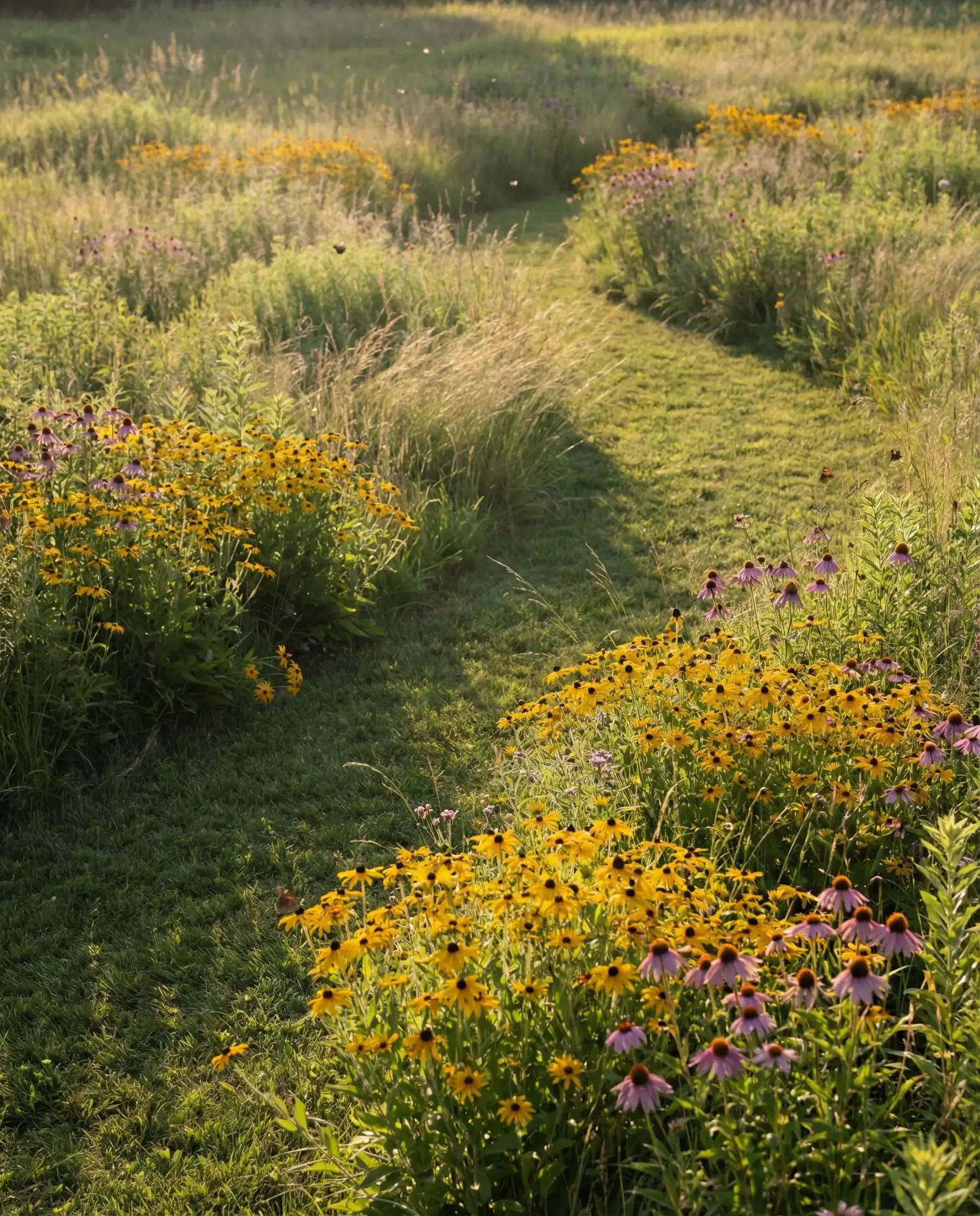 Native Wildflower Meadow with Mowed Pathways