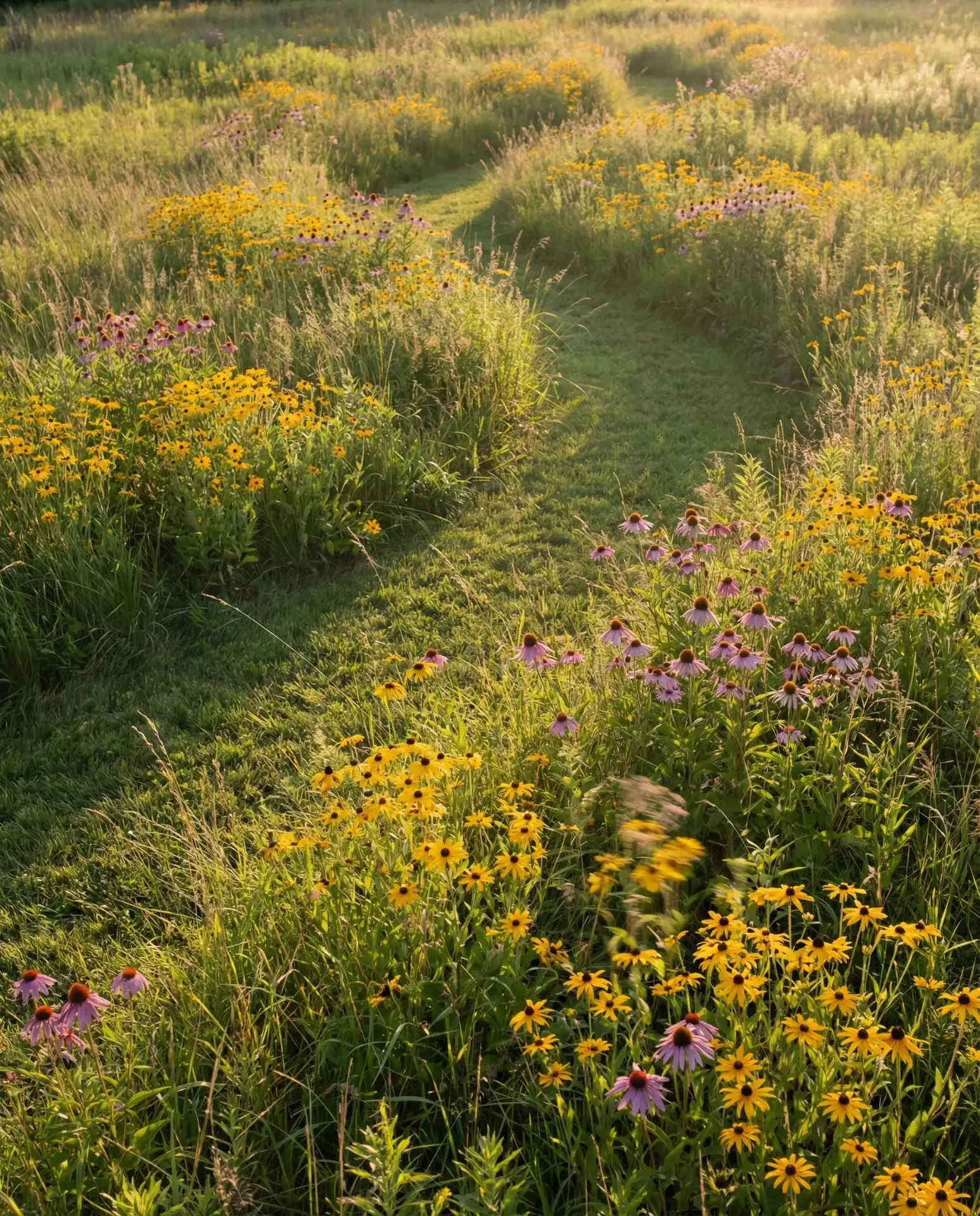 Native Wildflower Meadow with Mowed Pathways