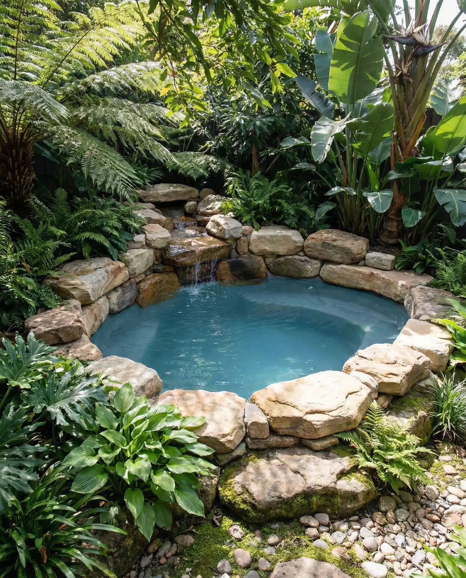 Natural Stone Pool with Waterfall Feature 1