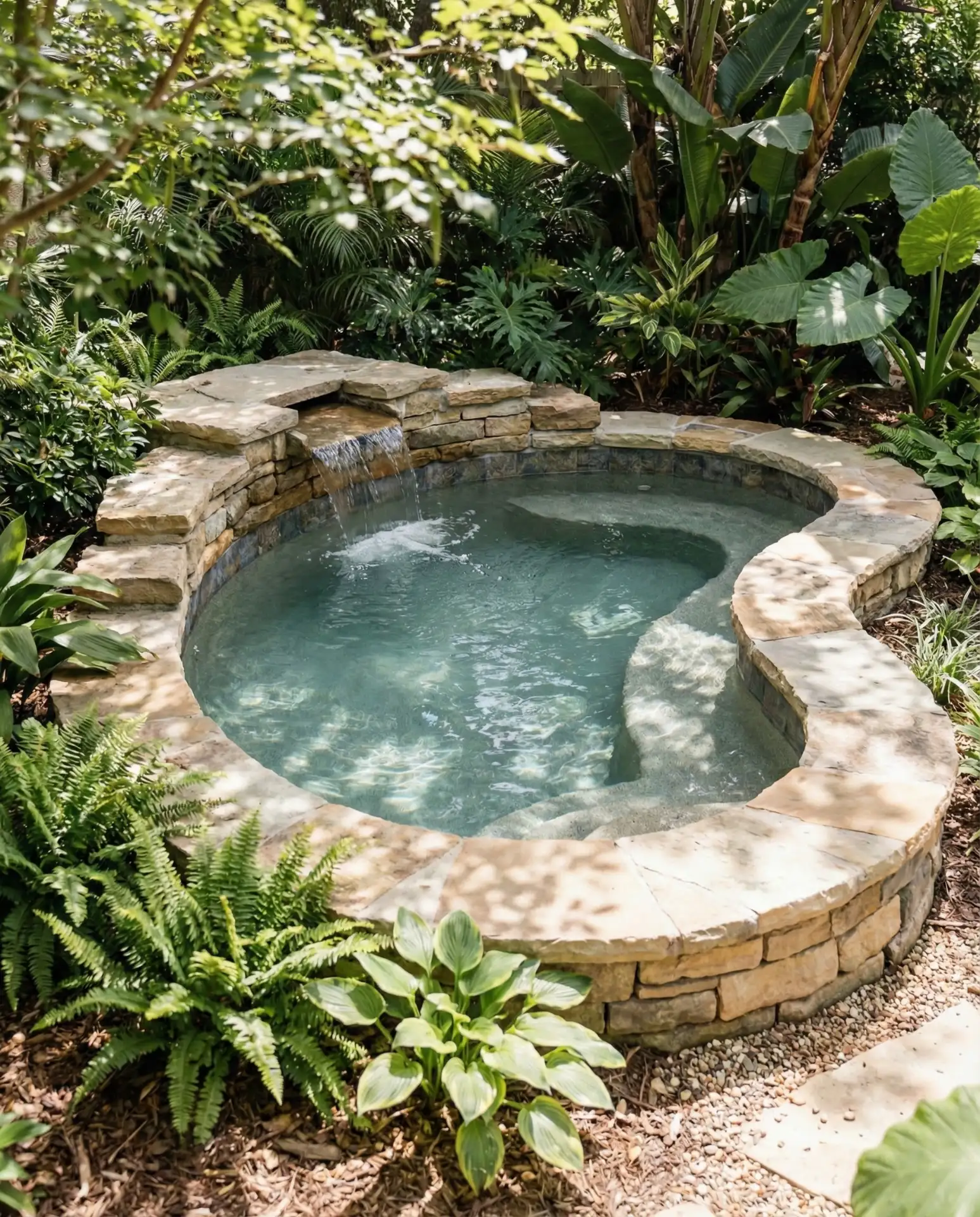 Natural Stone Pool with Waterfall Feature 2