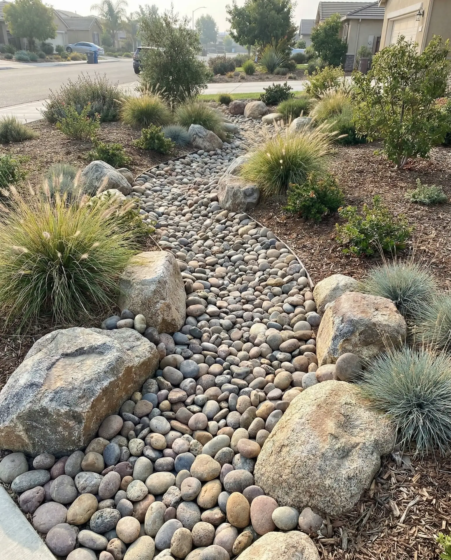 Naturalistic Dry Creek Bed for Drainage 1