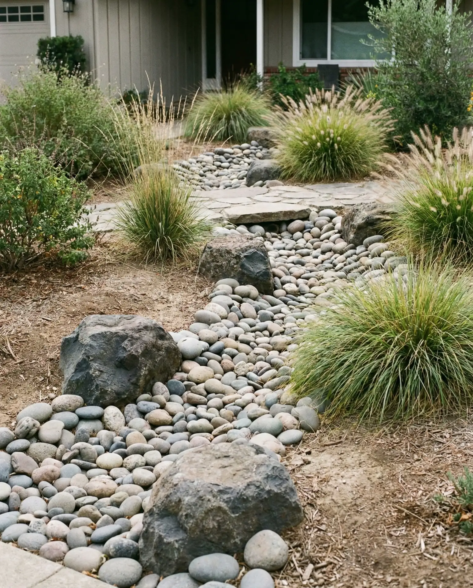 Naturalistic Dry Creek Bed for Drainage 2