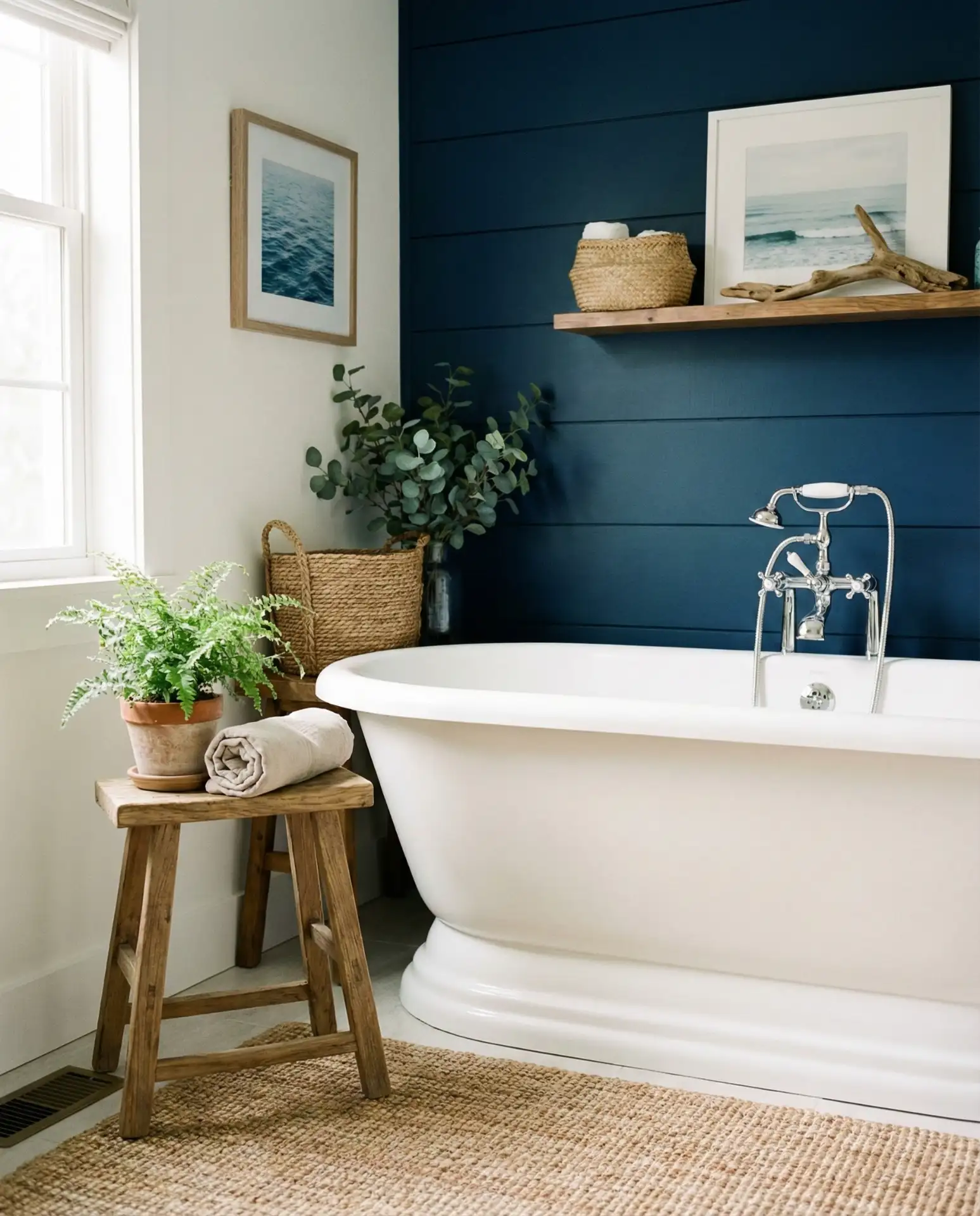Navy Shiplap Accent Wall 1