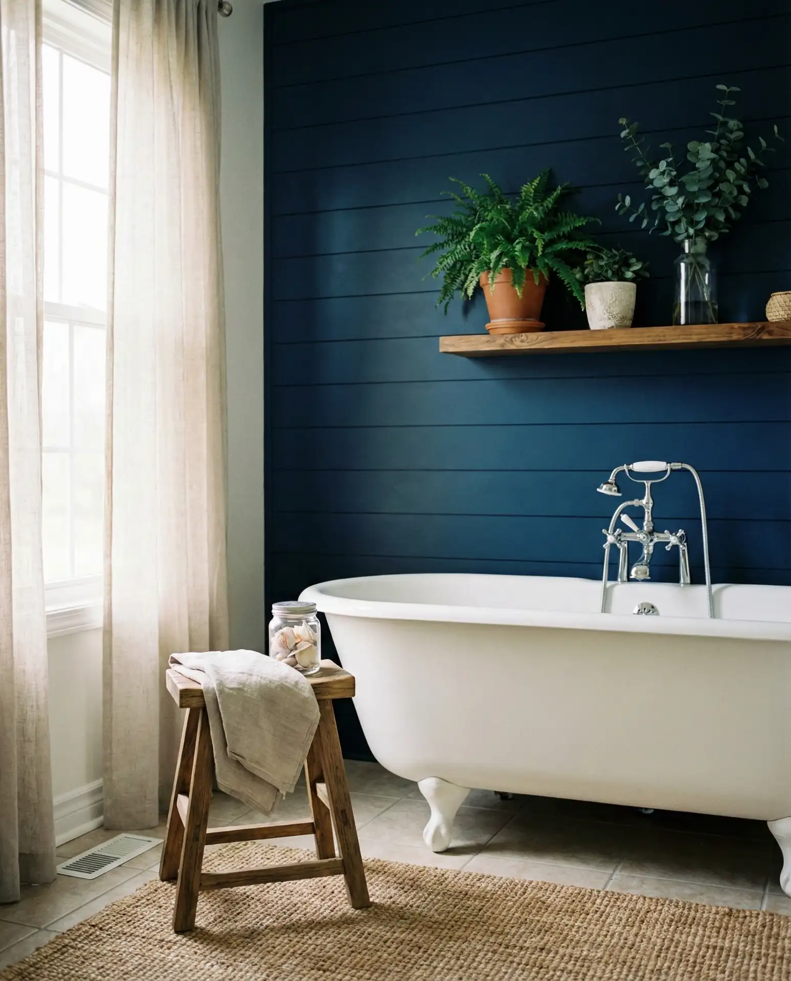 Navy Shiplap Accent Wall 2