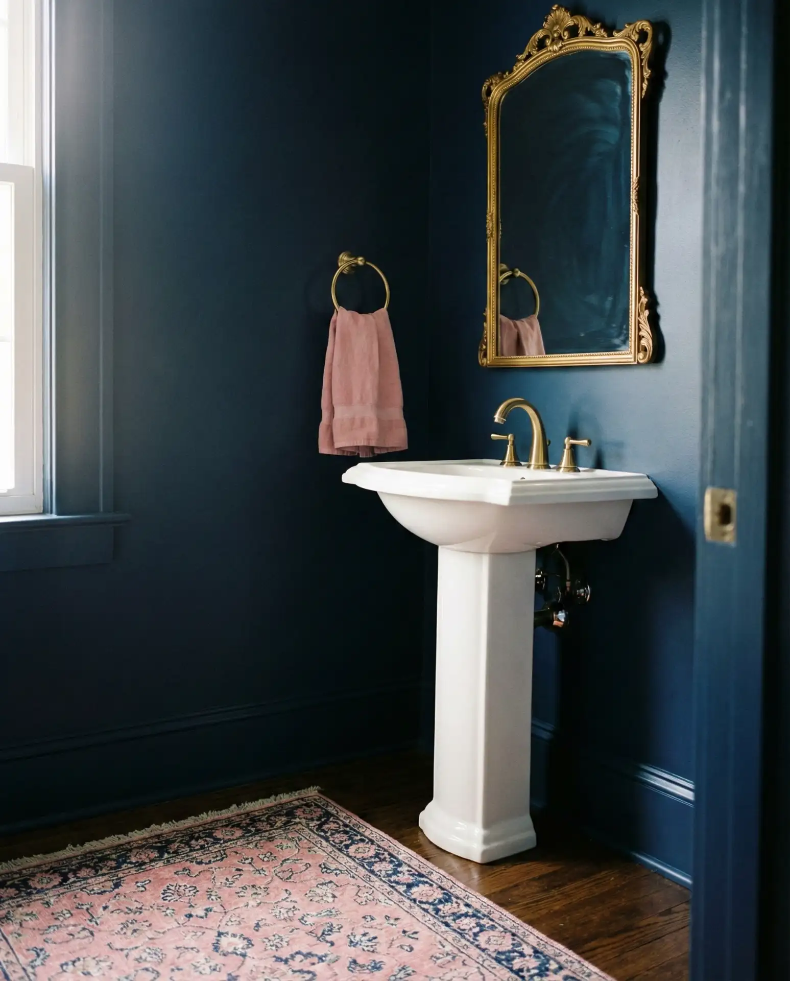Navy and Pink Powder Room 2
