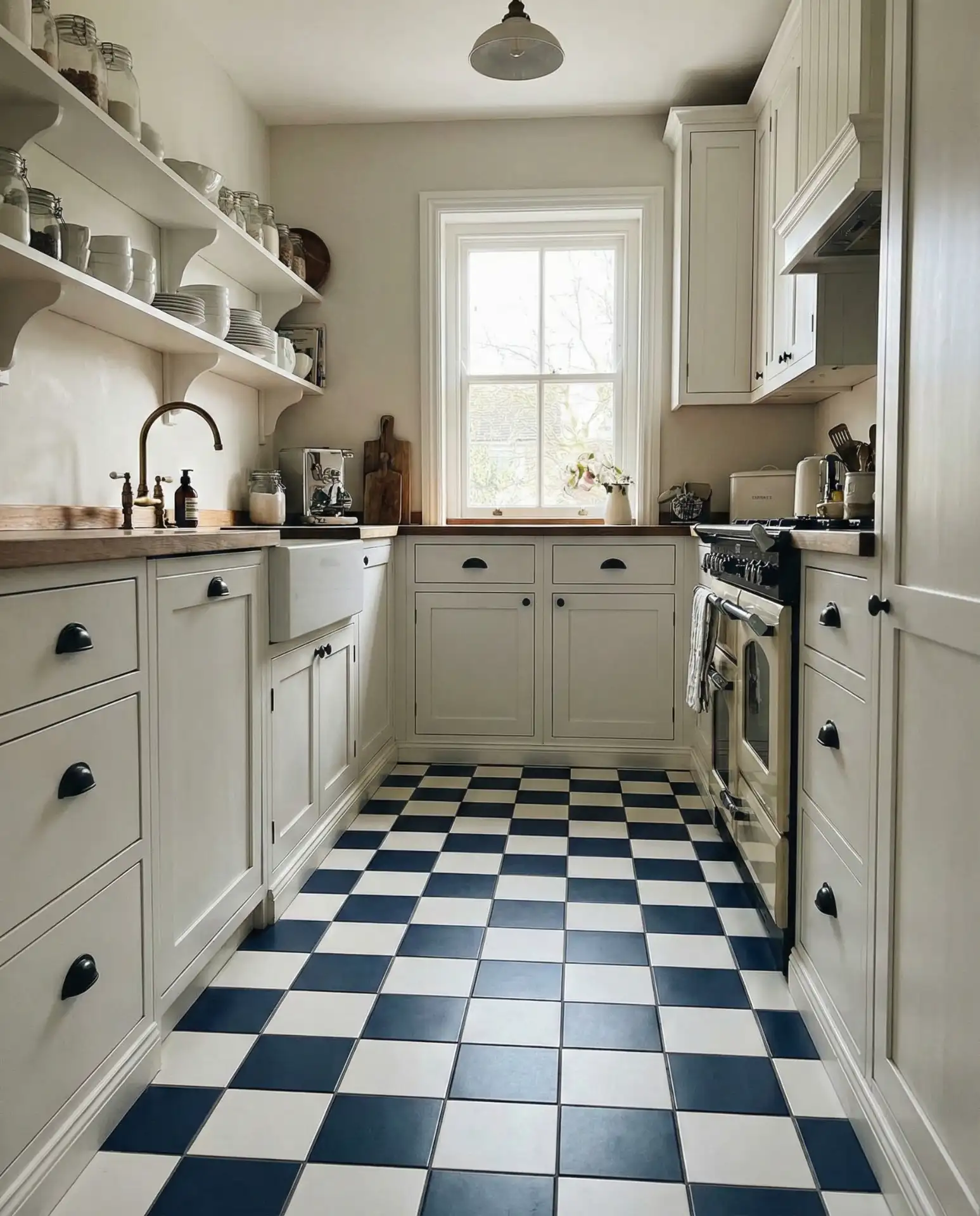Navy and White Checkerboard Floor 2