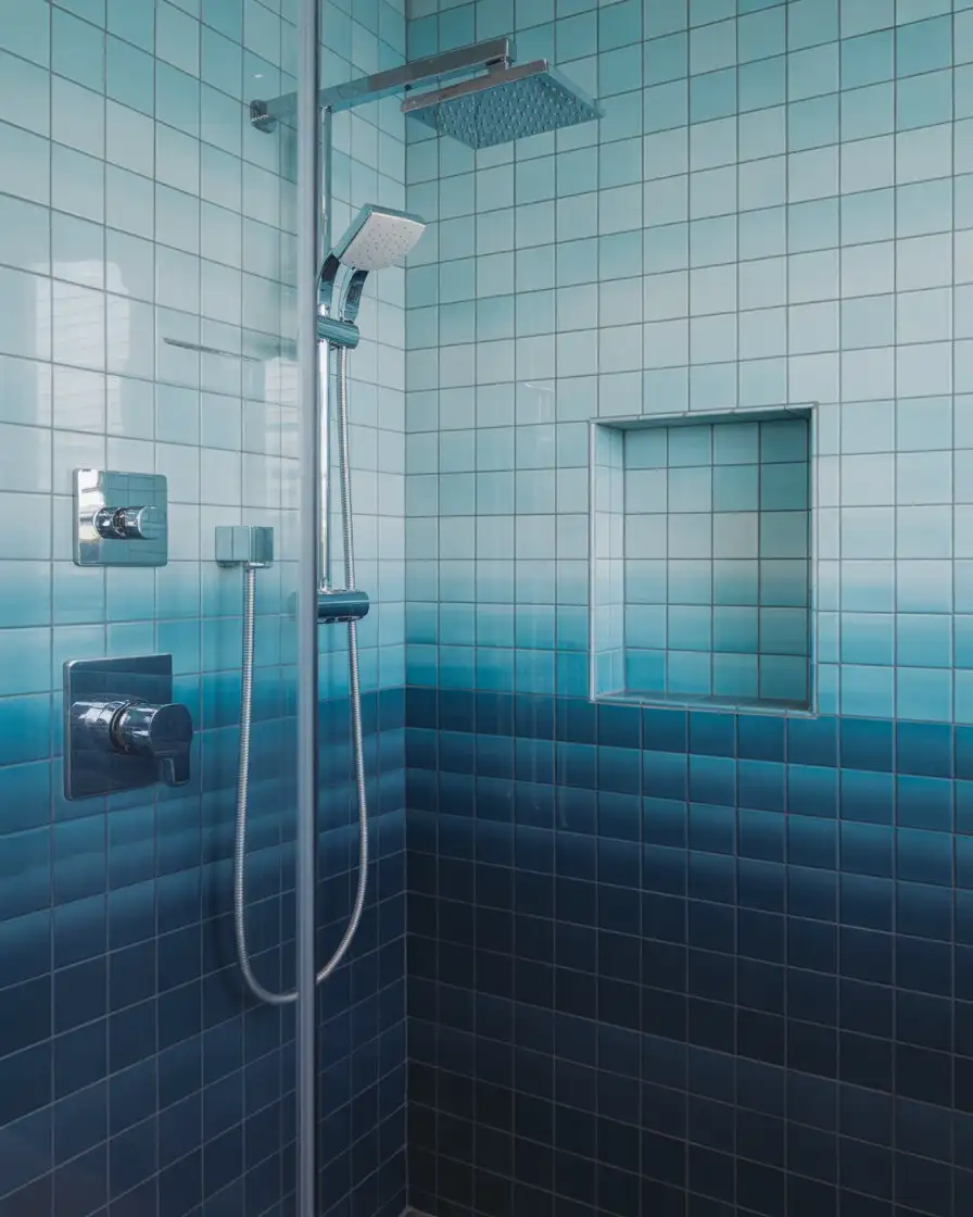 Ombre Blue Shower Tile 2