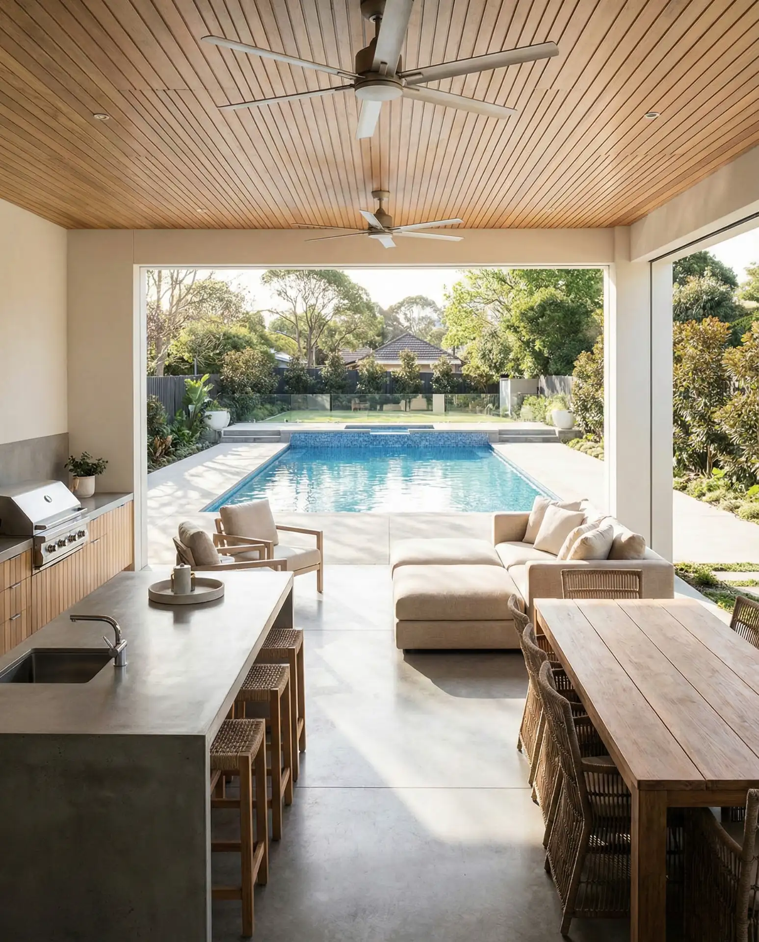 Open Concept Pool House Entertainment 1