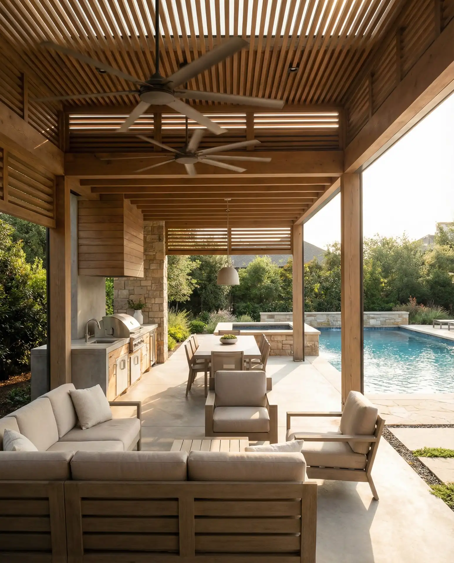 Open Concept Pool House Entertainment 2