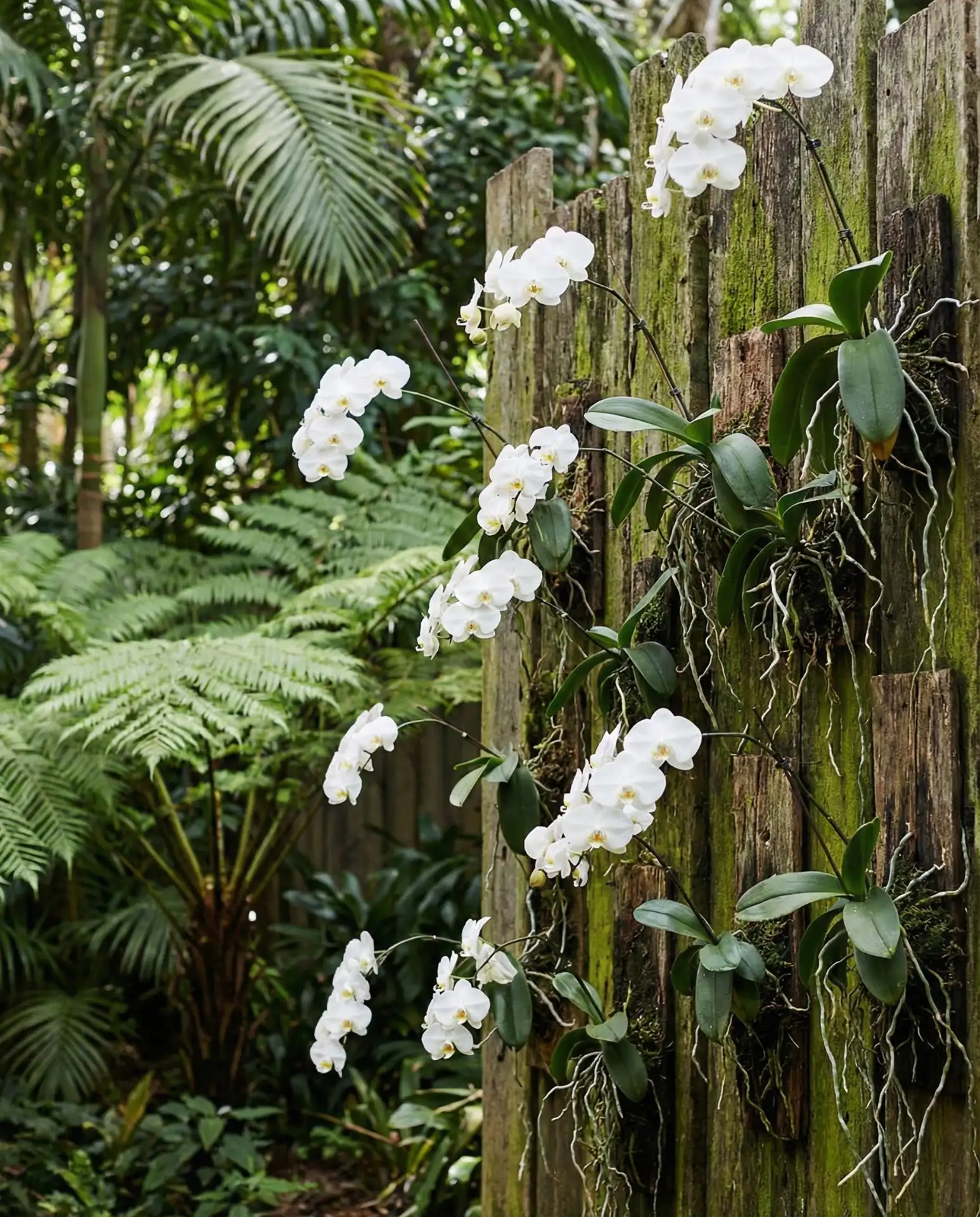 Orchid Display on Weathered Wood Panels 2