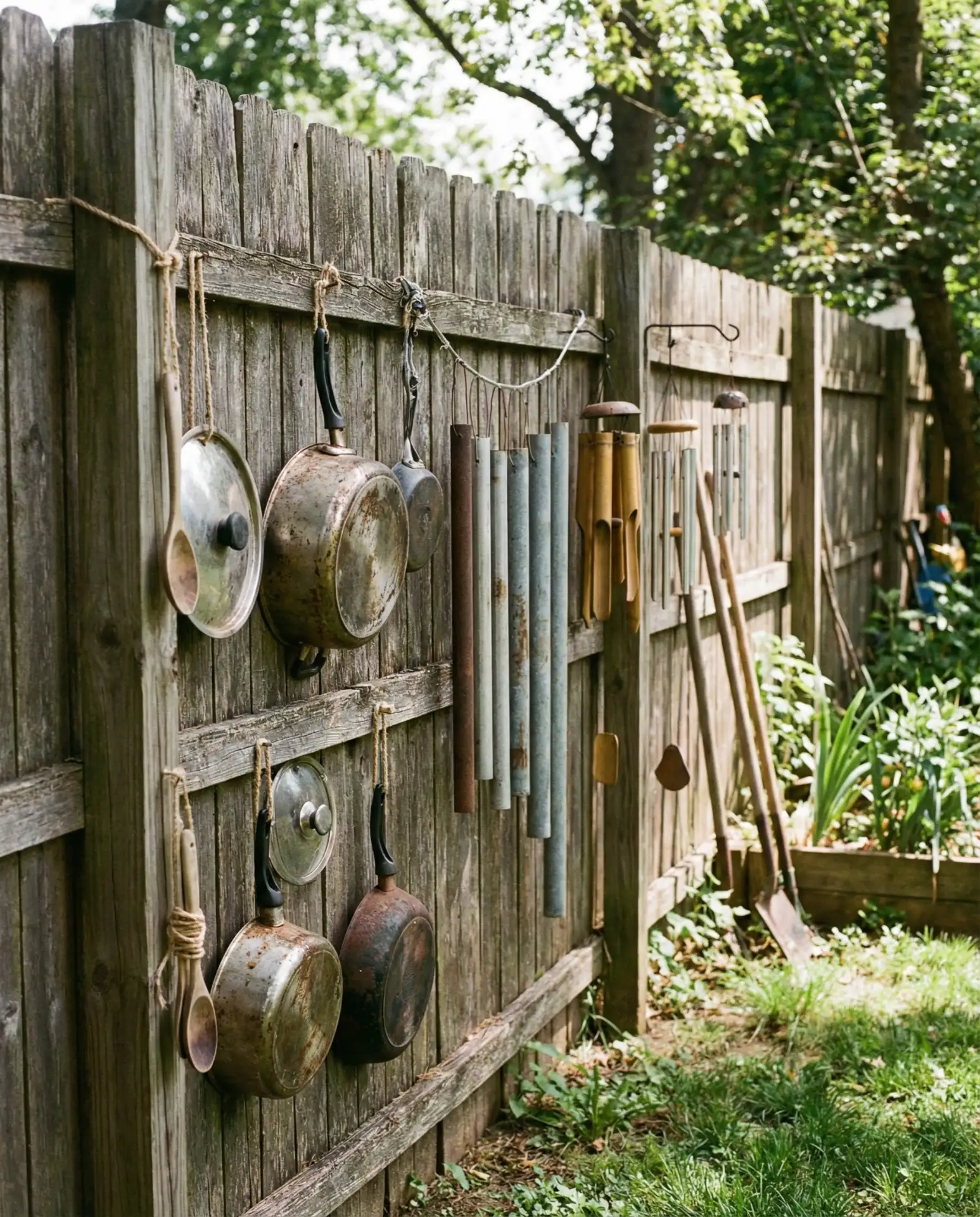 Outdoor Music Wall with Found Objects 2