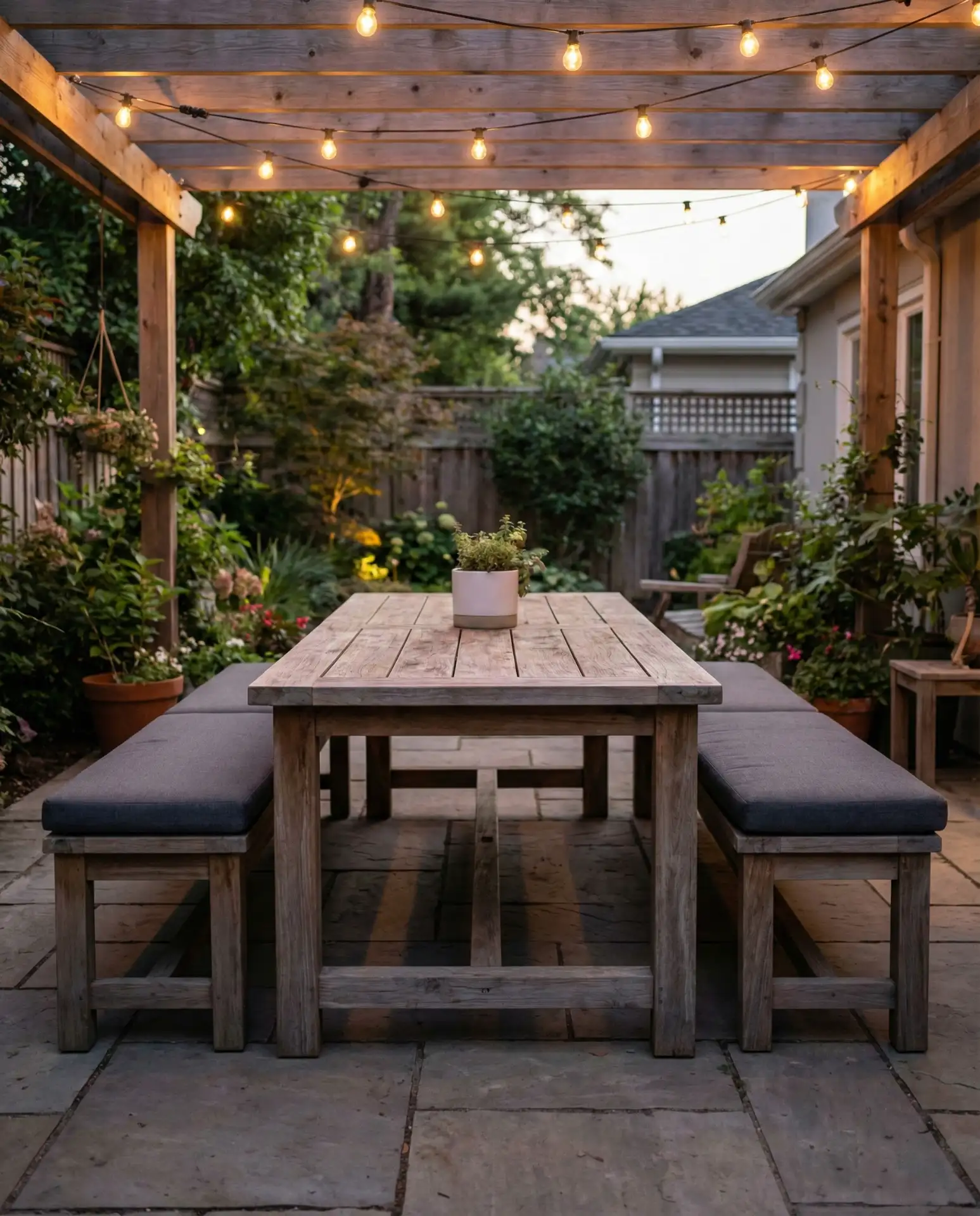 Outdoor-Safe Upholstered Bench Pairing 1