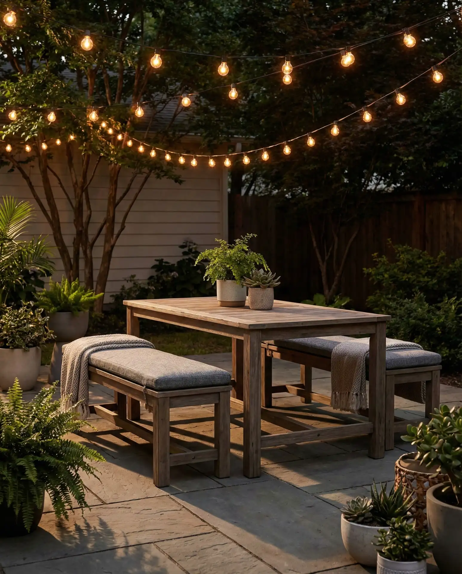 Outdoor-Safe Upholstered Bench Pairing 2