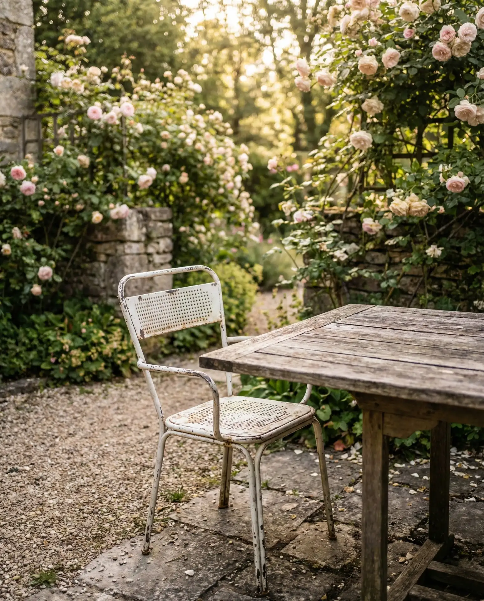 Painted Metal Cafe Chairs in Farmhouse White 2