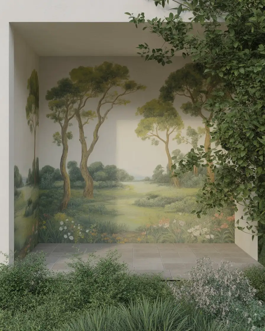 Painted Mural on Garden Wall 1