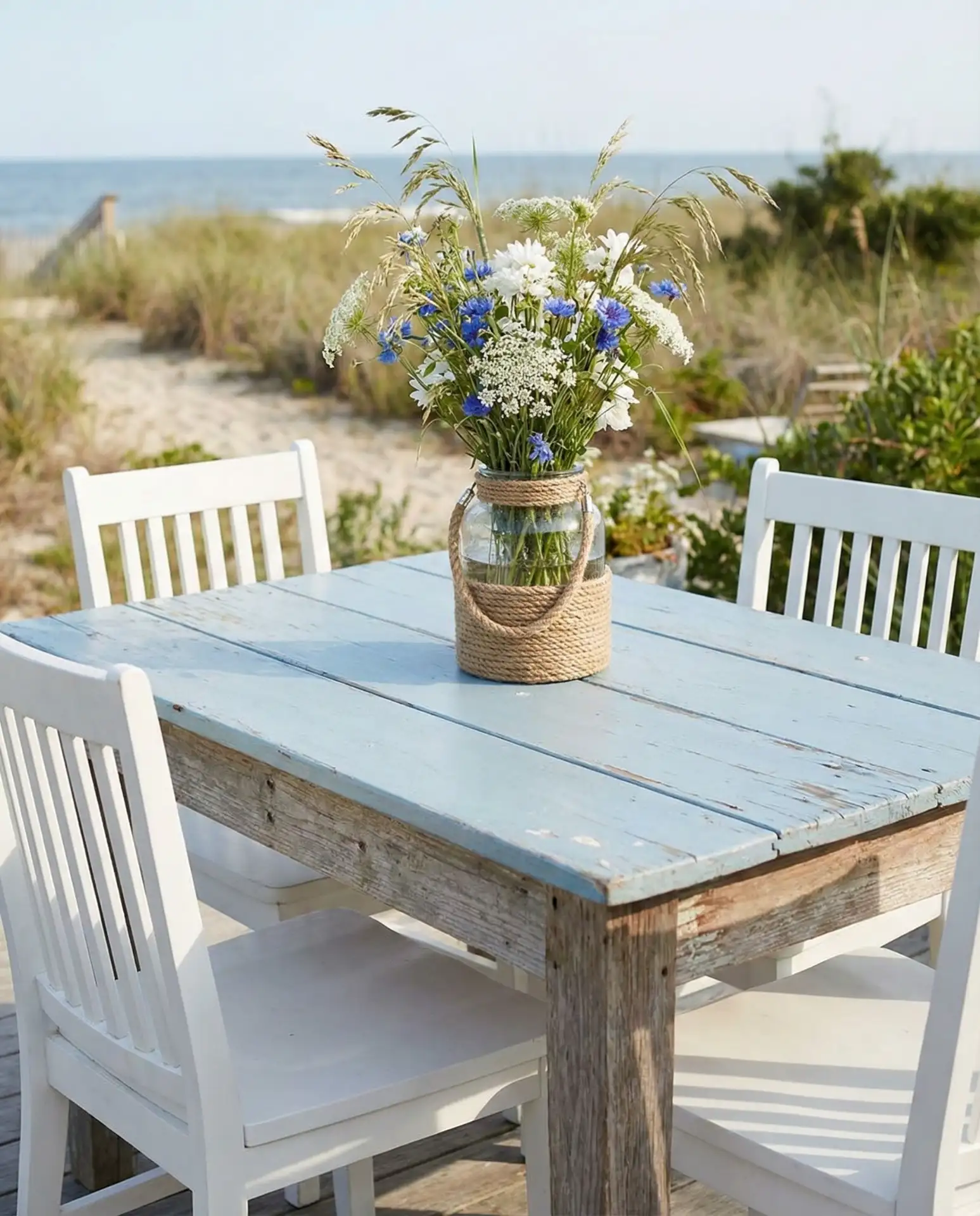 Painted Top Table in Coastal Blues