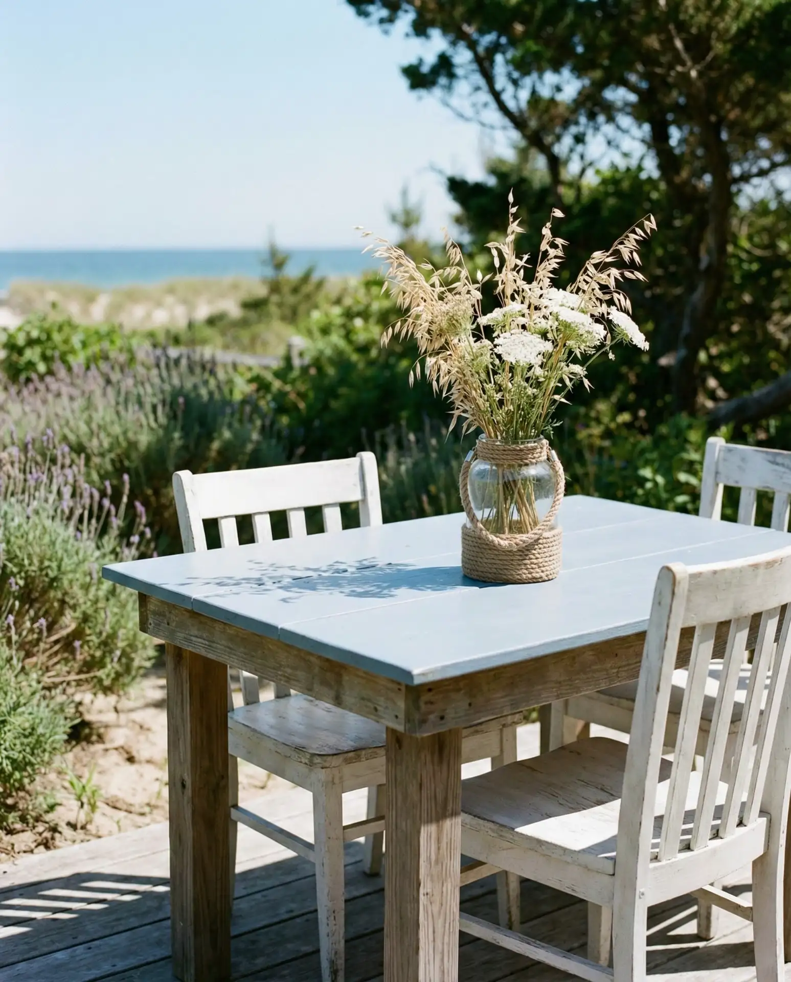 Painted Top Table in Coastal Blues