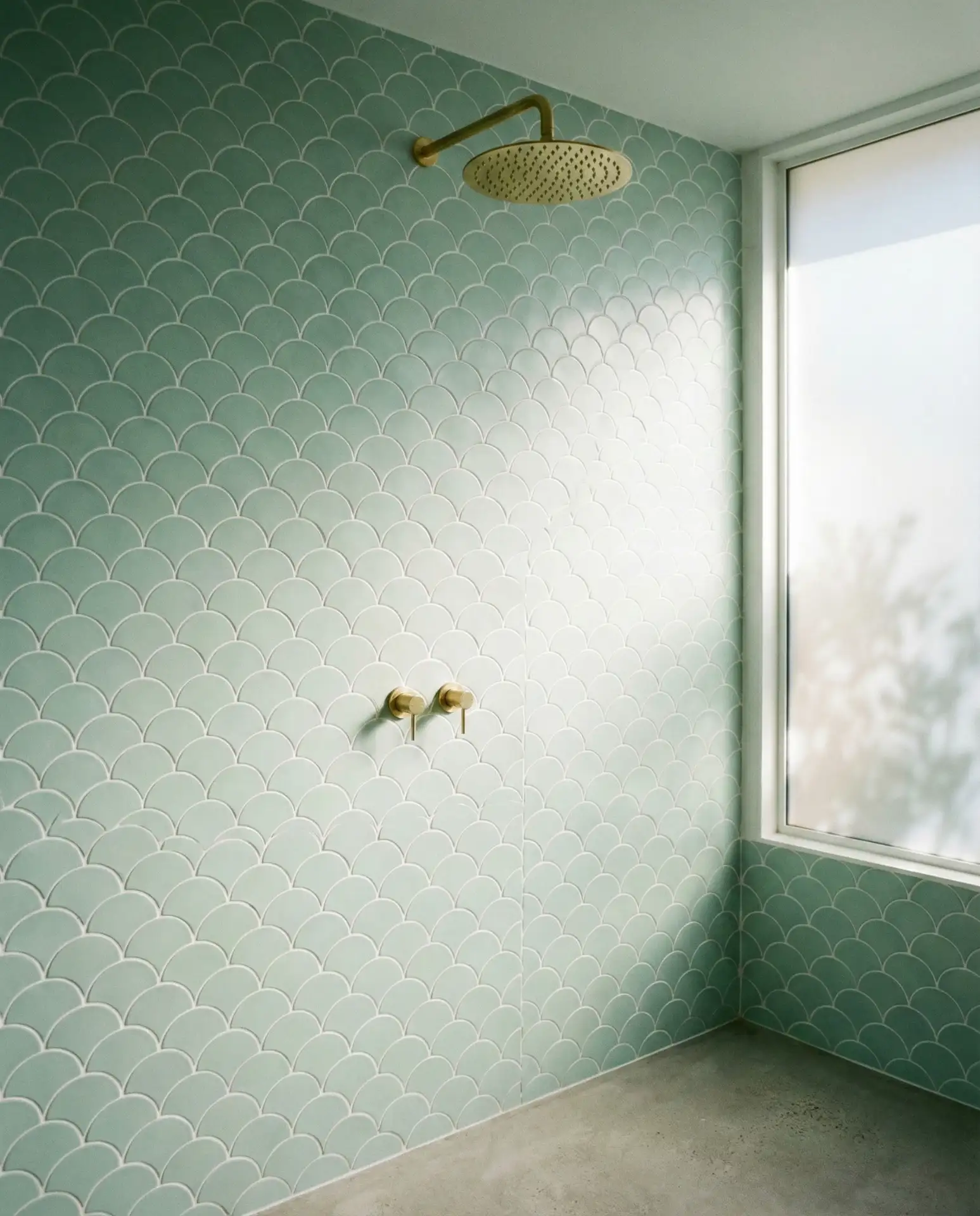Pale Green Fish Scale Tiles 1