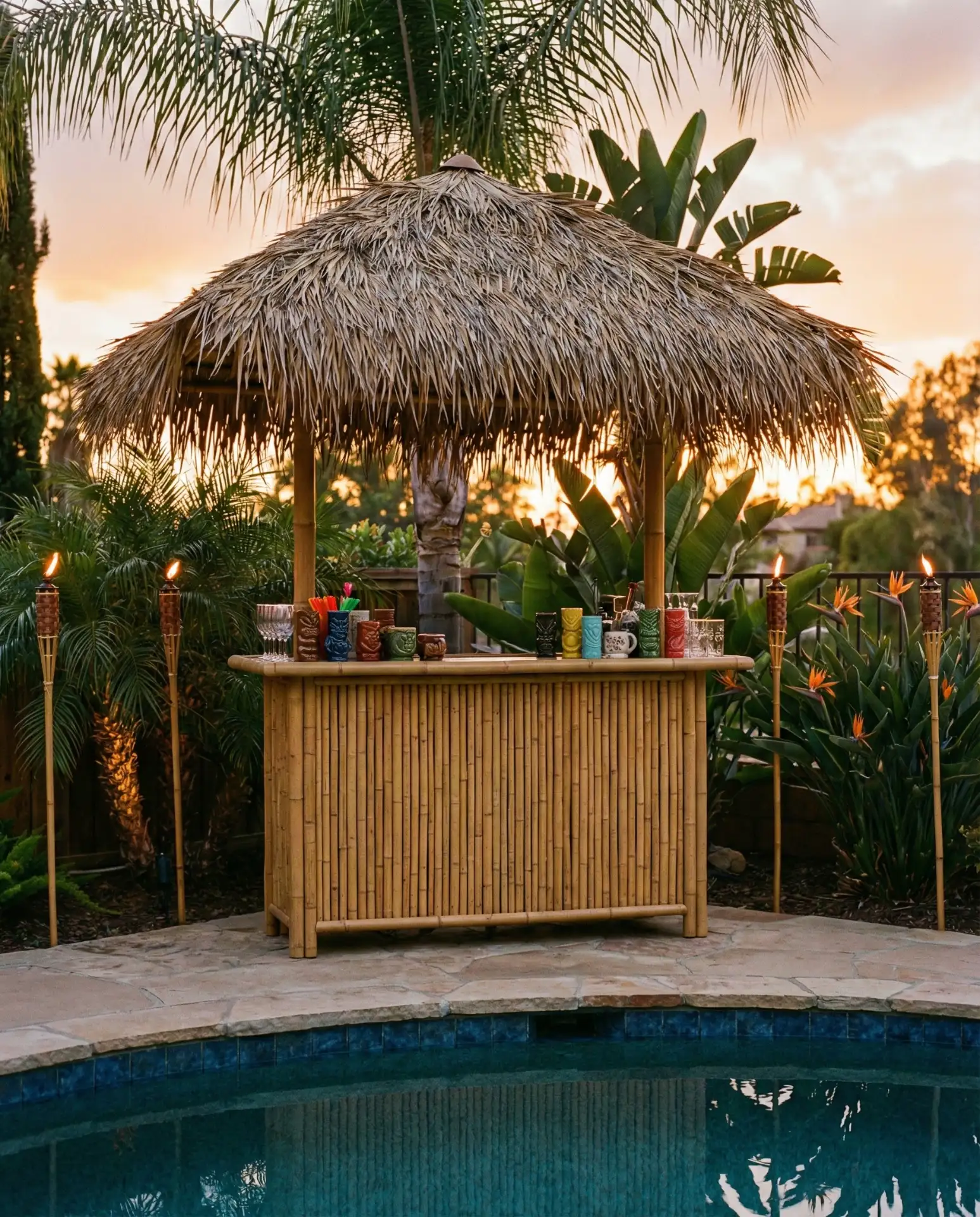 Party-Ready Tiki Bar with Thatched Roof 1