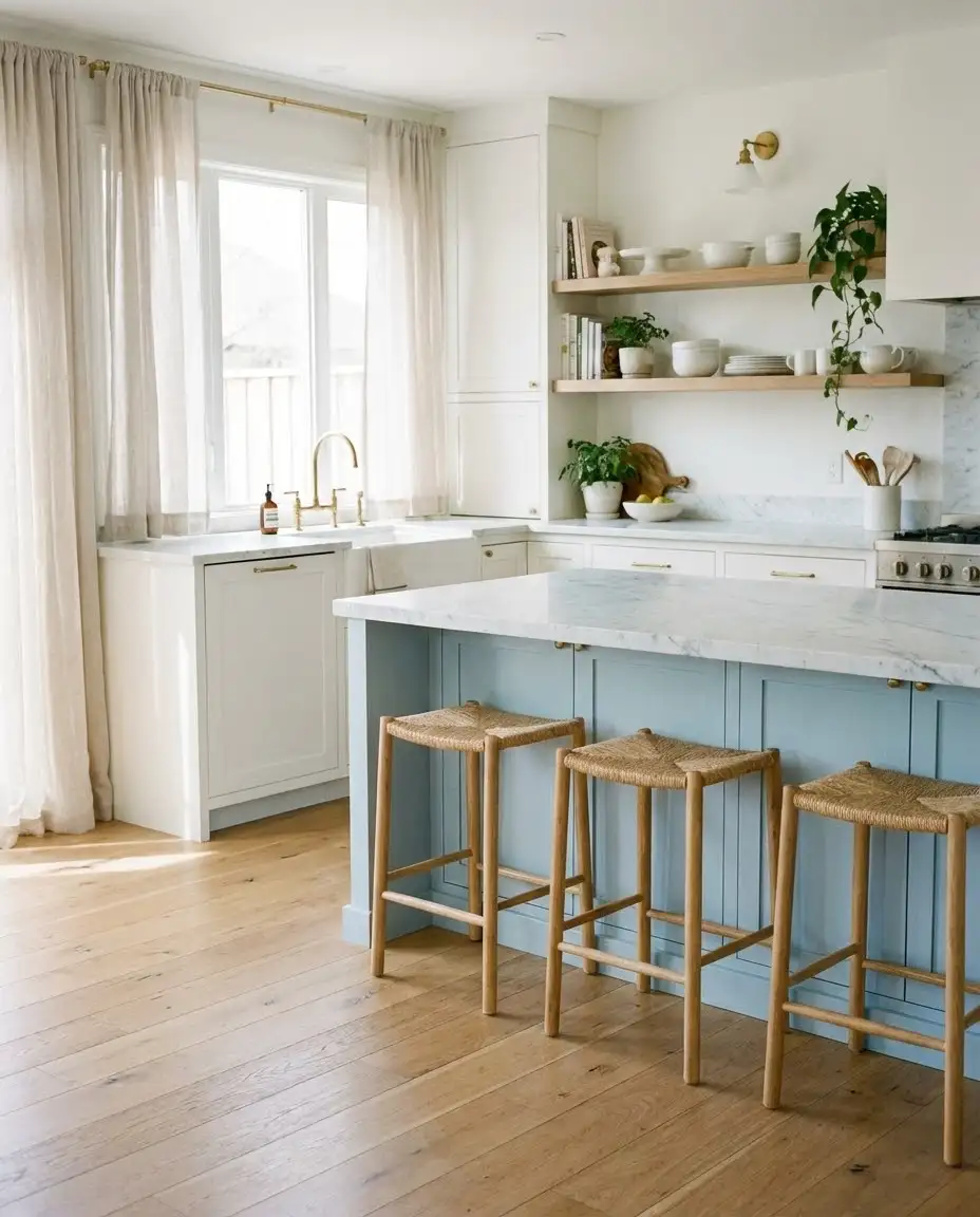 Pastel Blue Island with White Perimeter 1