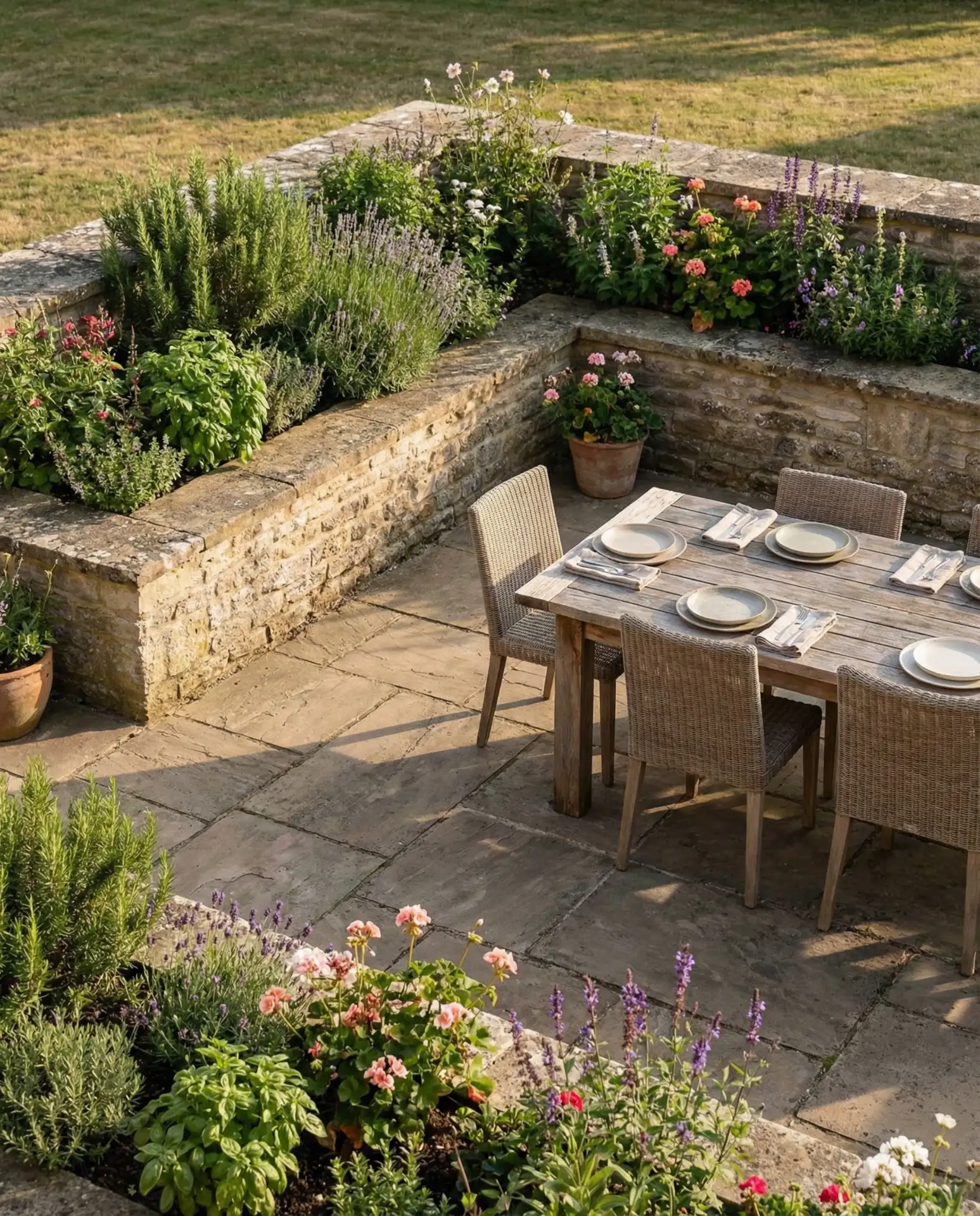 Patio Design with Integrated Planters 1