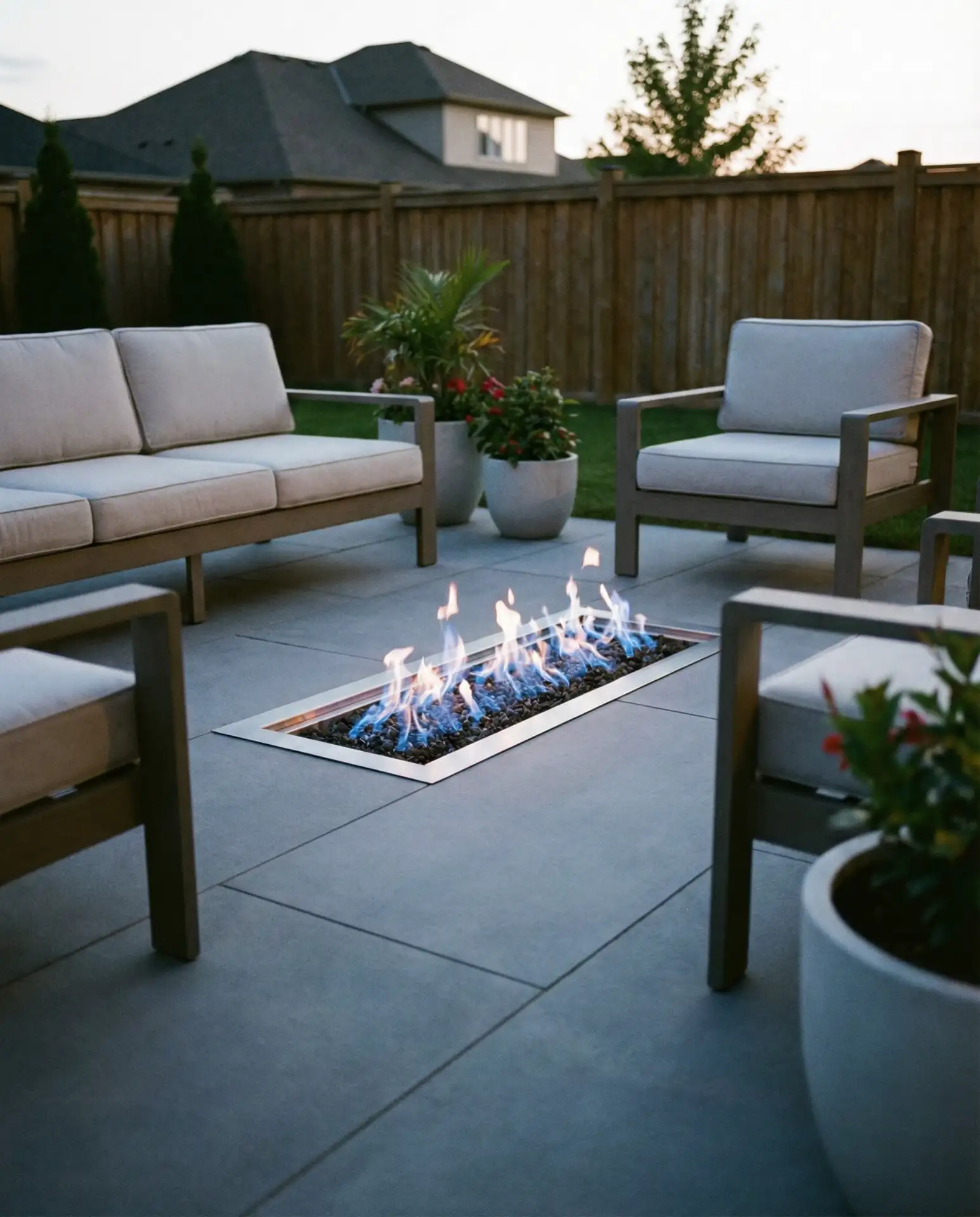 Paver Patio with Integrated Propane Fire Feature 1