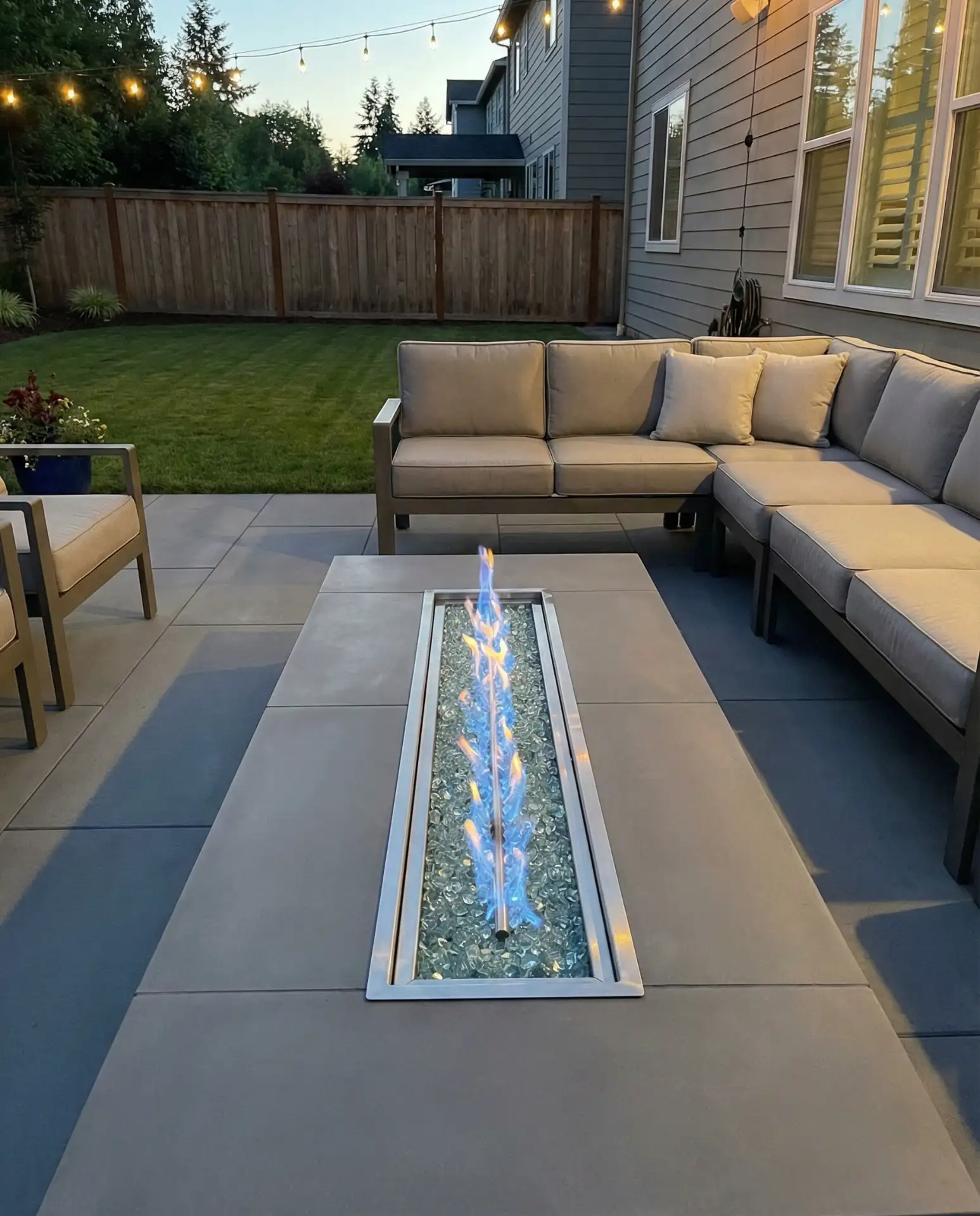 Paver Patio with Integrated Propane Fire Feature 2