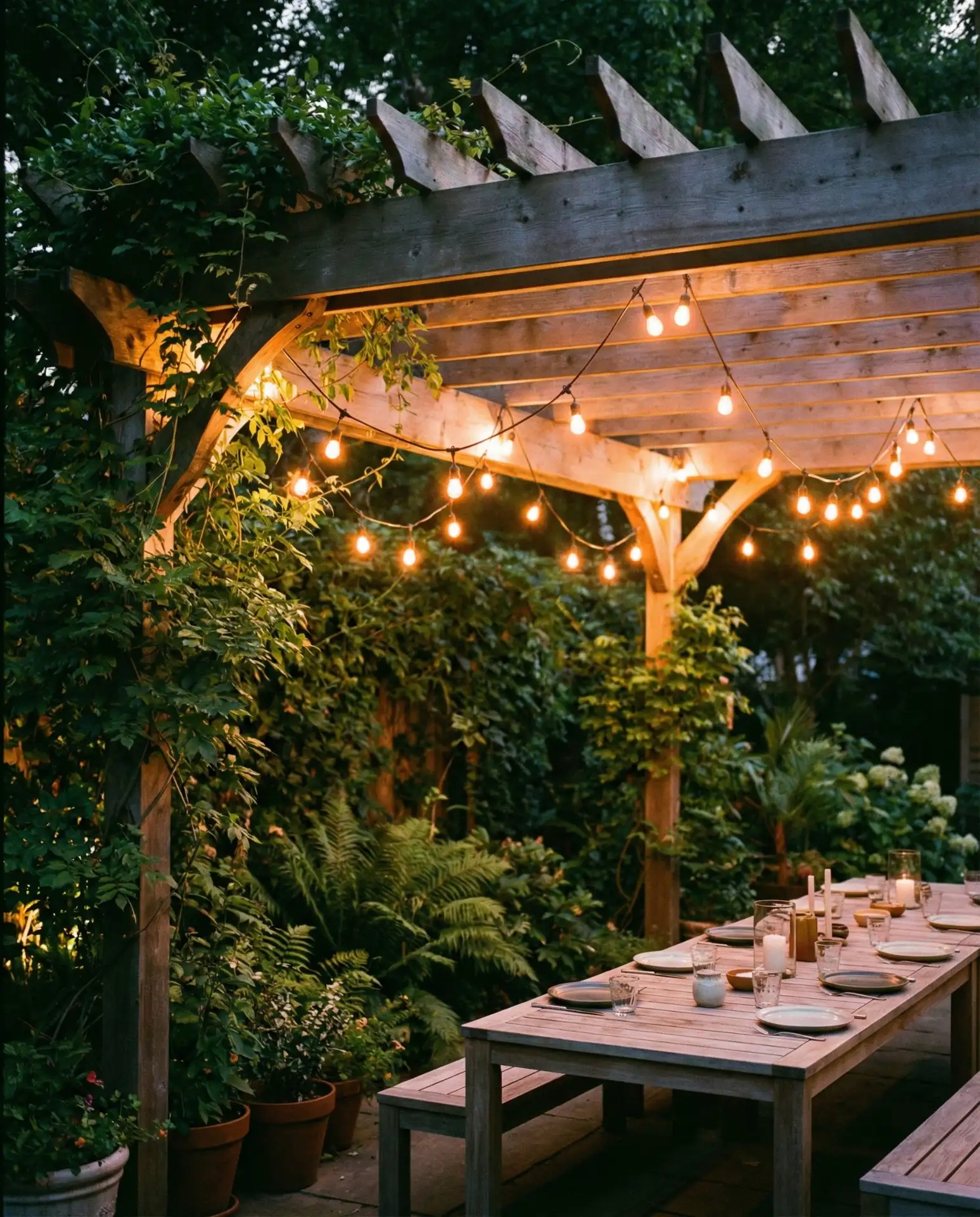 Pergola-Draped Café Style Lights 1