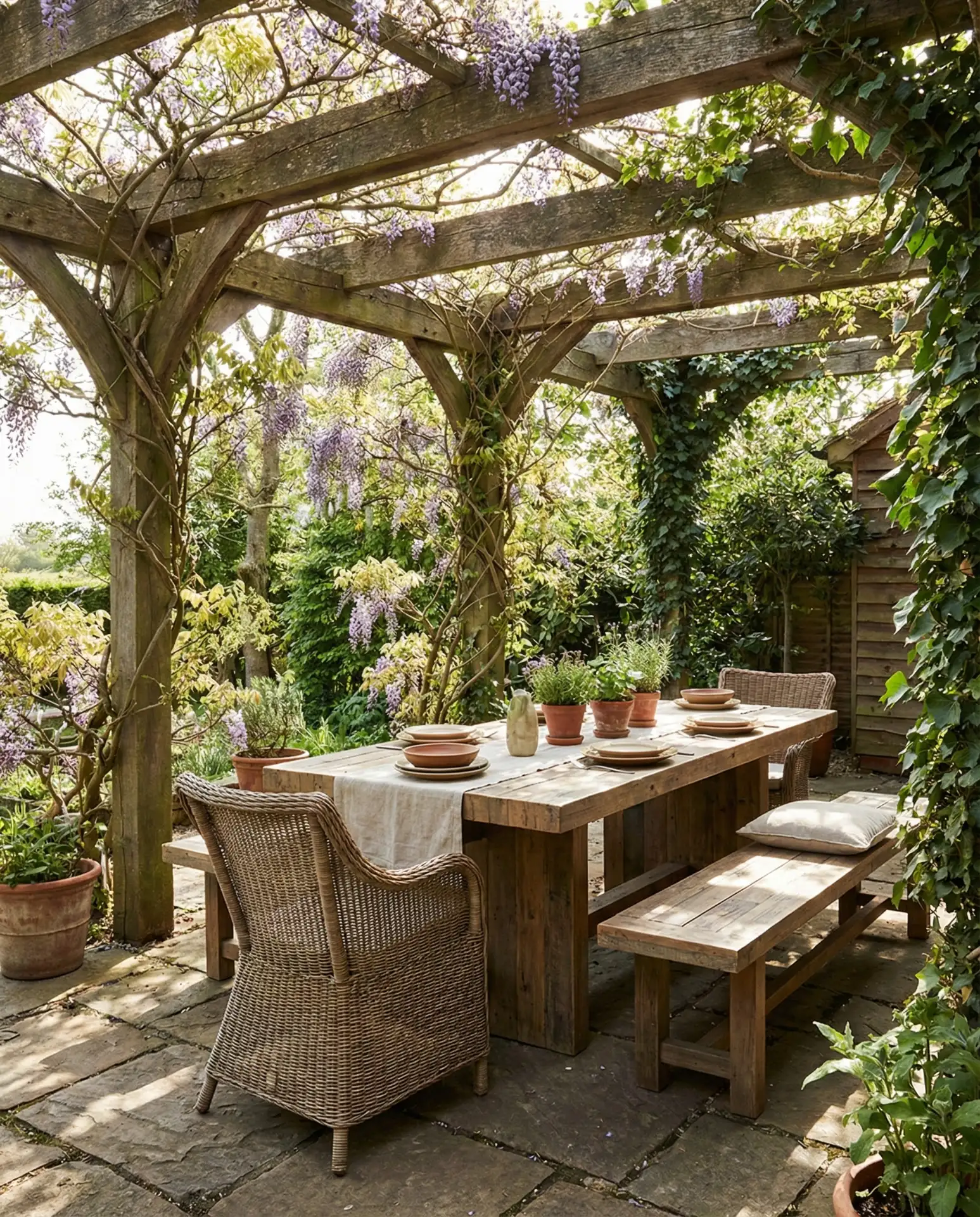 Pergola Patio with Climbing Vines 1