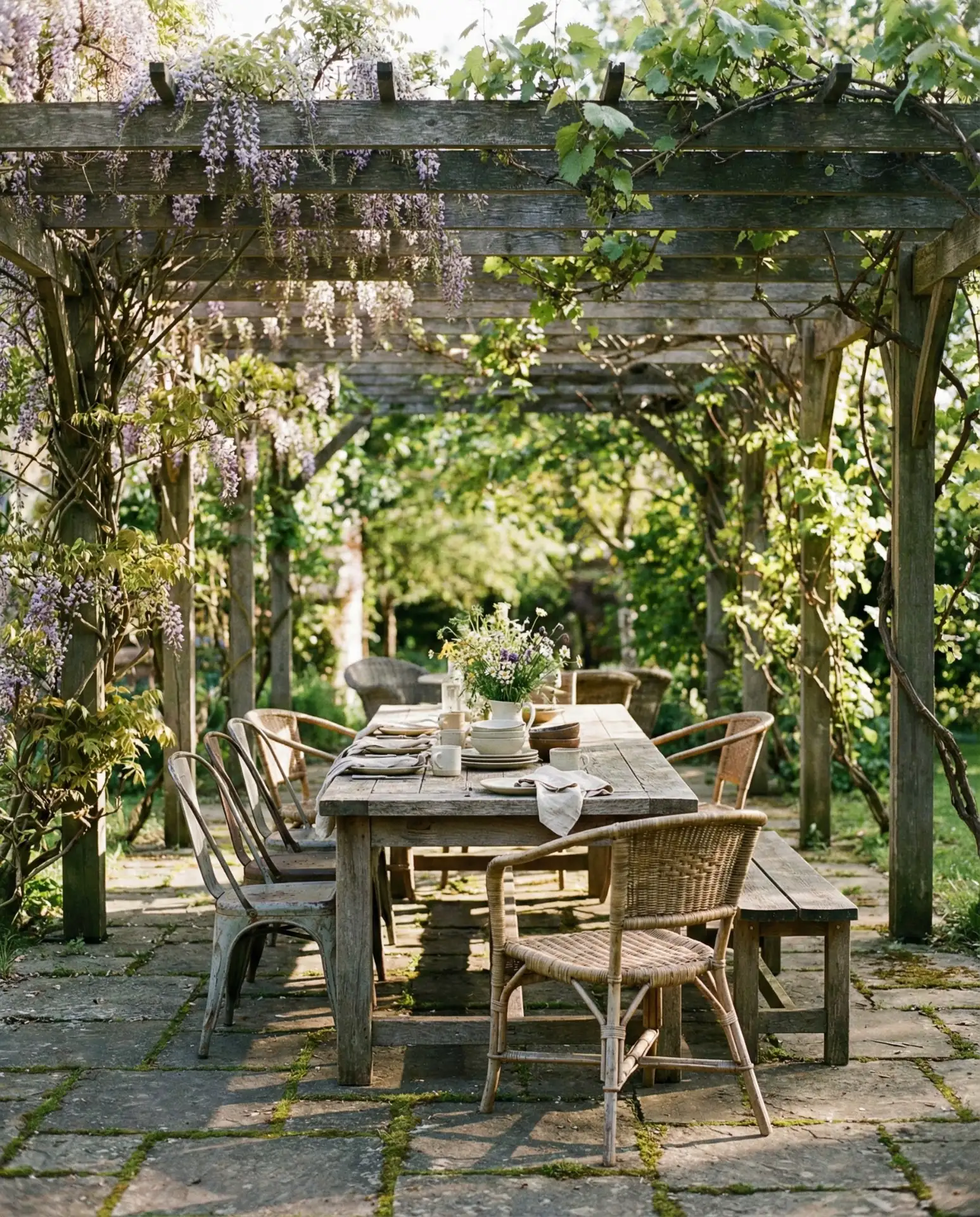 Pergola Patio with Climbing Vines 2
