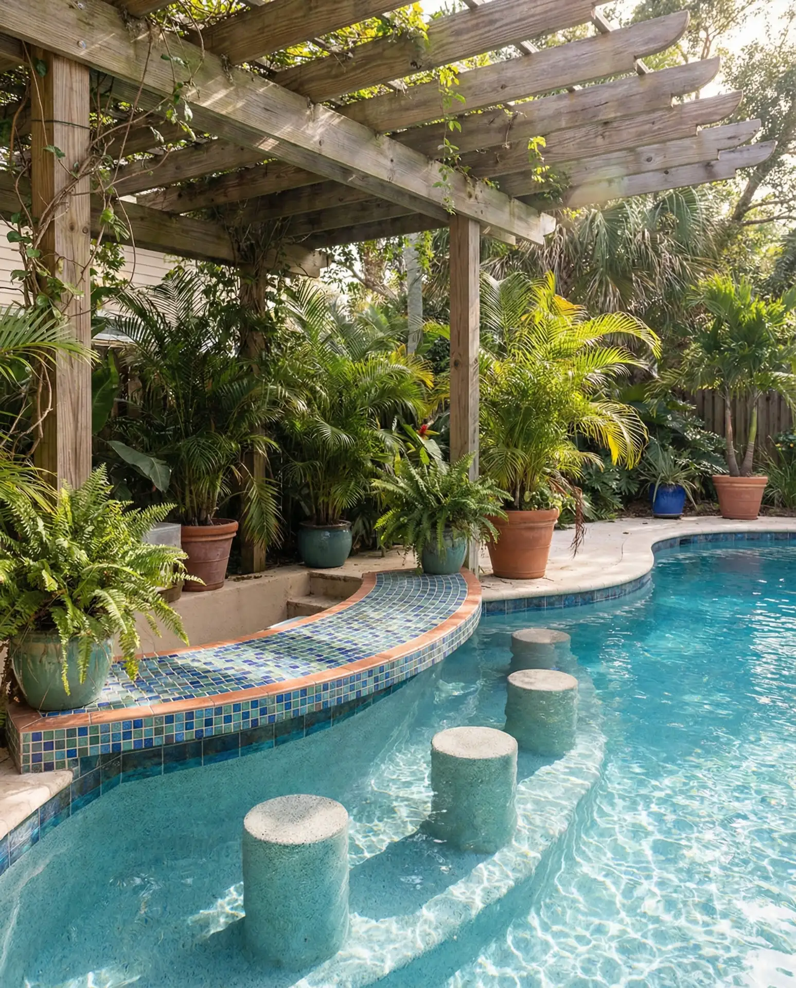 Pool Bar with Swim-Up Seating 2