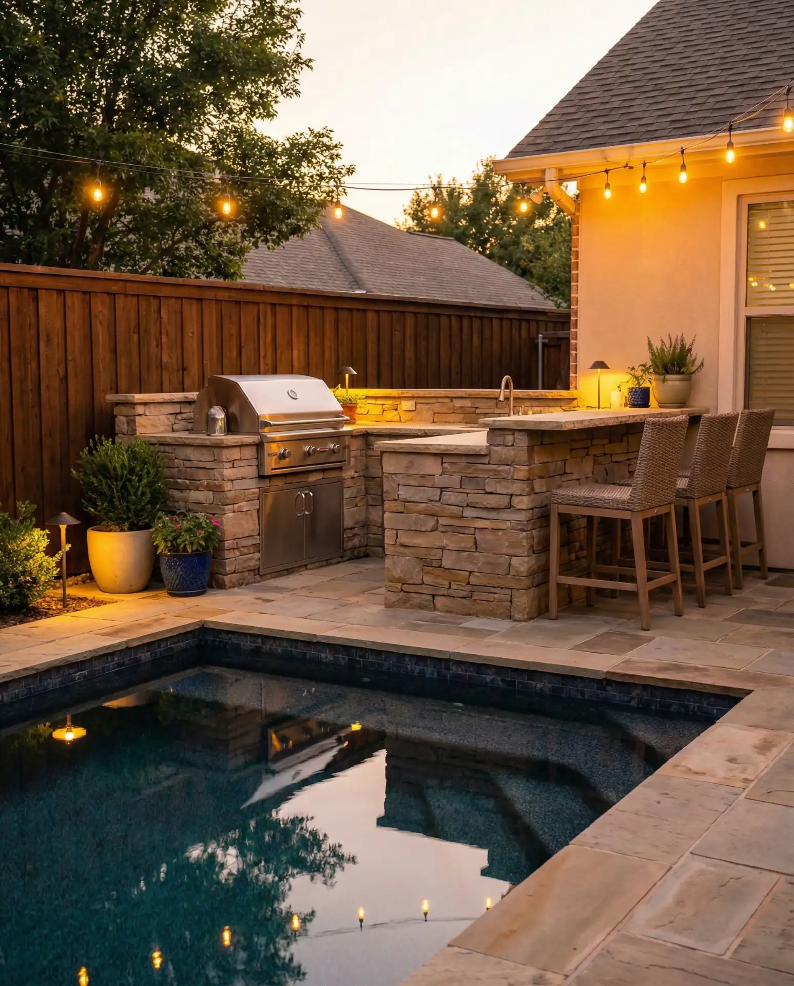 Pool with Built-In BBQ and Outdoor Kitchen 1