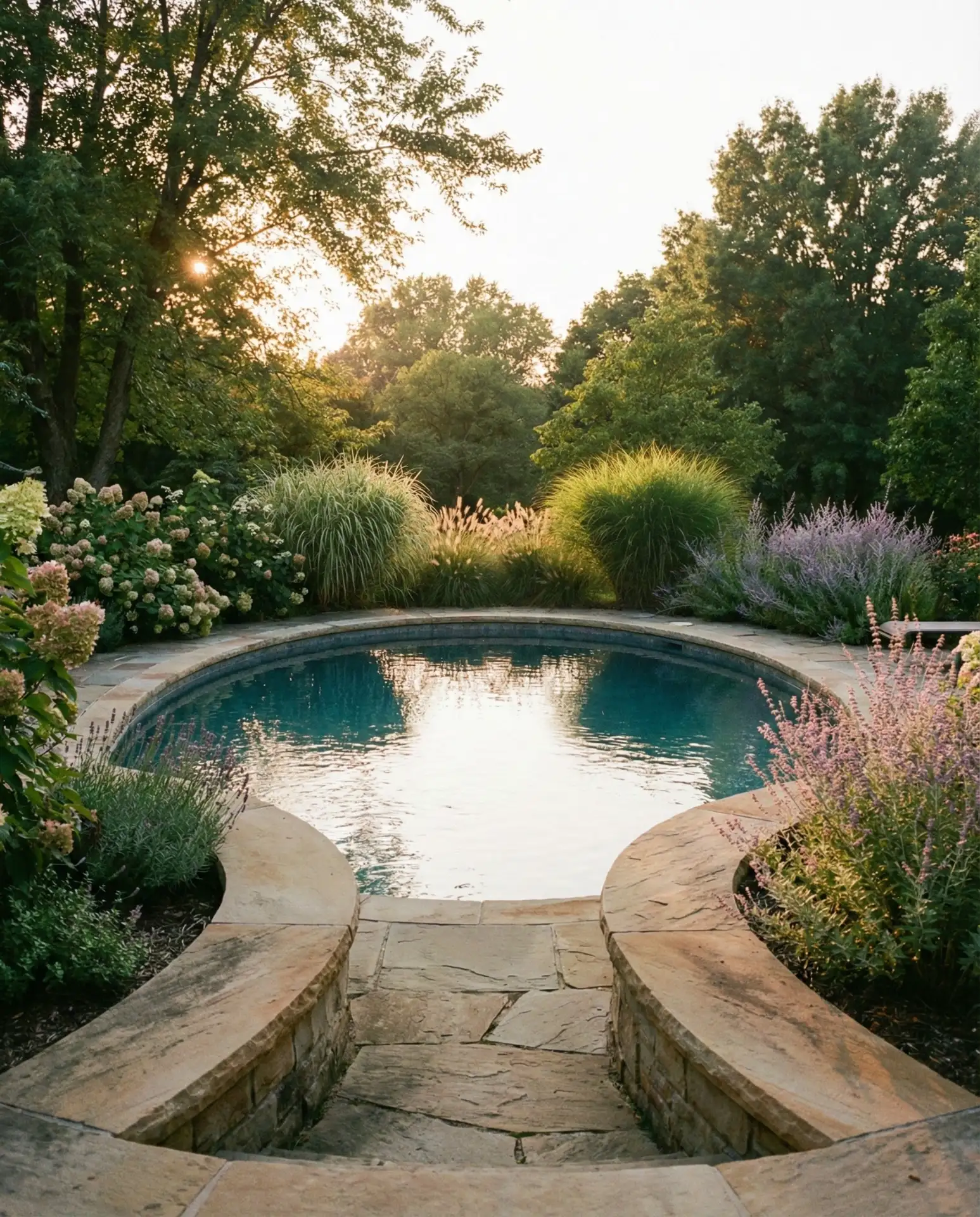 Pool with Curved Coping and Soft Landscaping 1