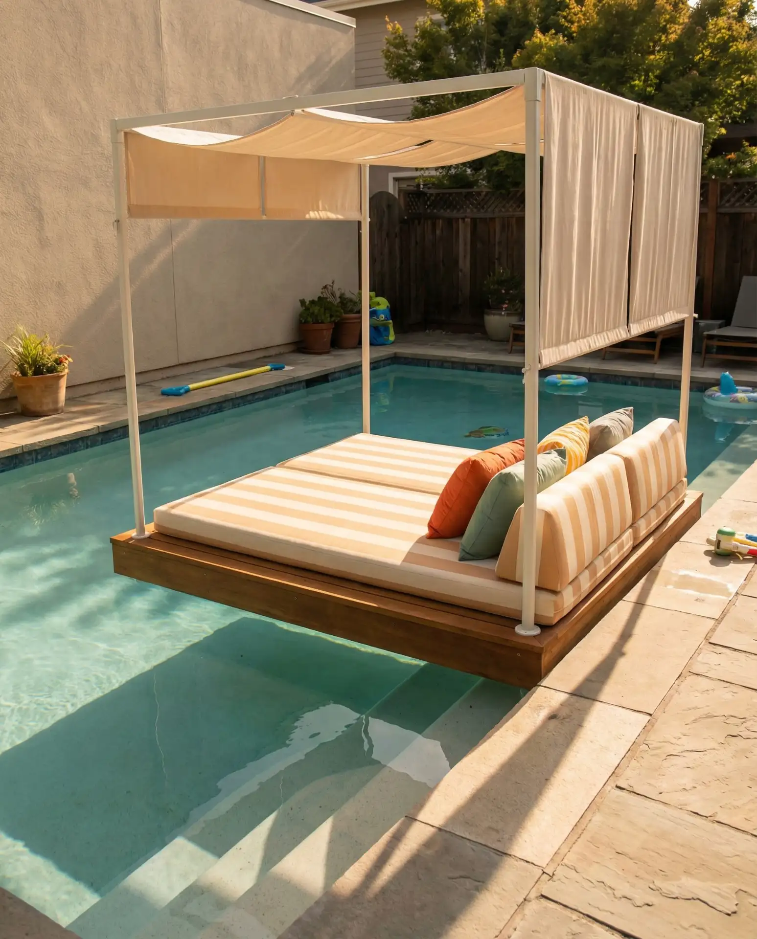 Pool with Floating Lounge Area and Canopy 1