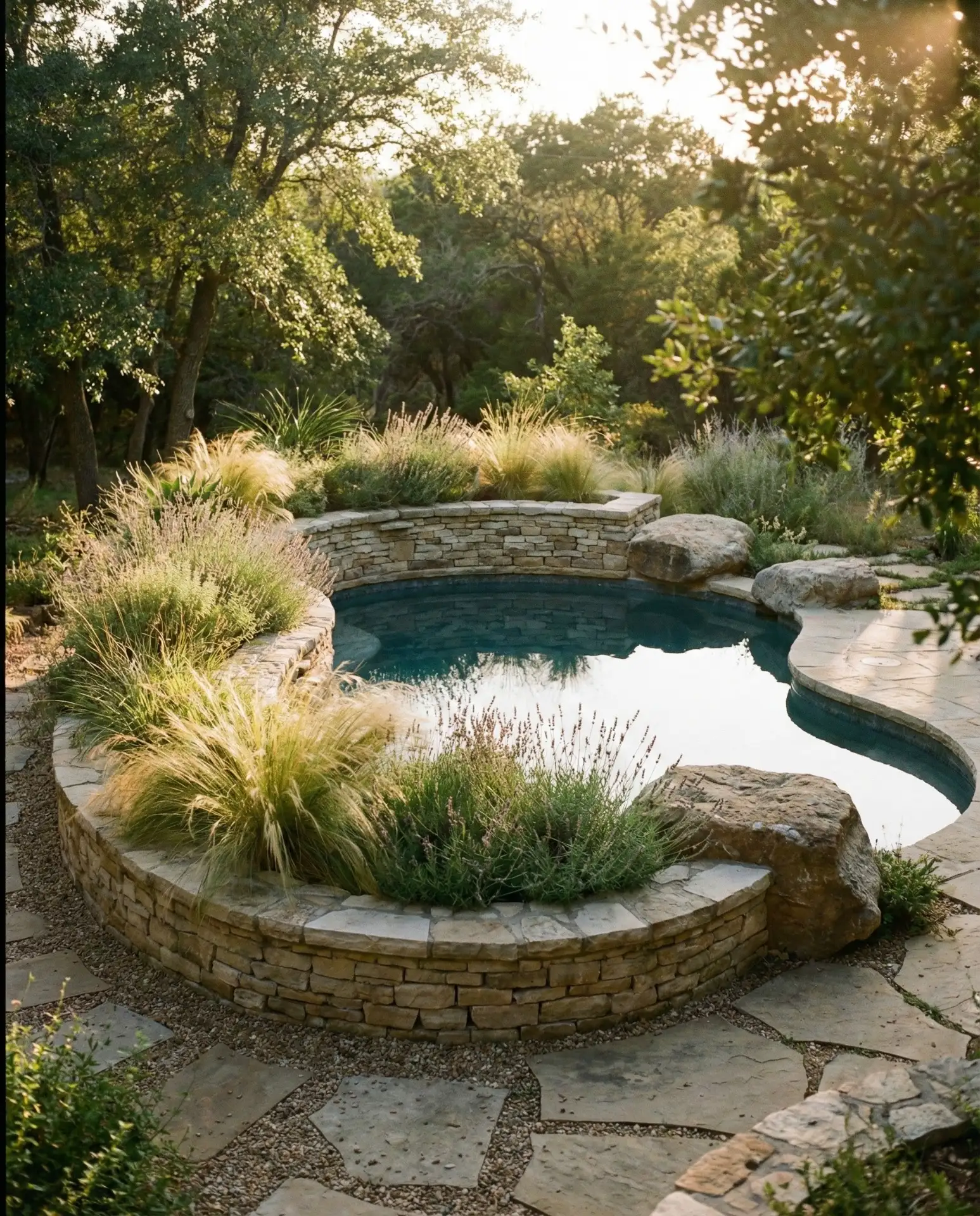 Pool-with-Integrated-Planters-and-Rock-Accents 2