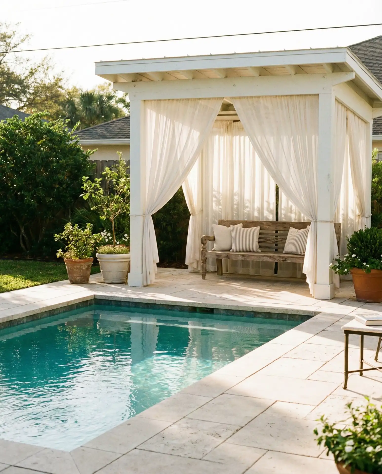 Pool with Poolside Cabana or Changing Room 1