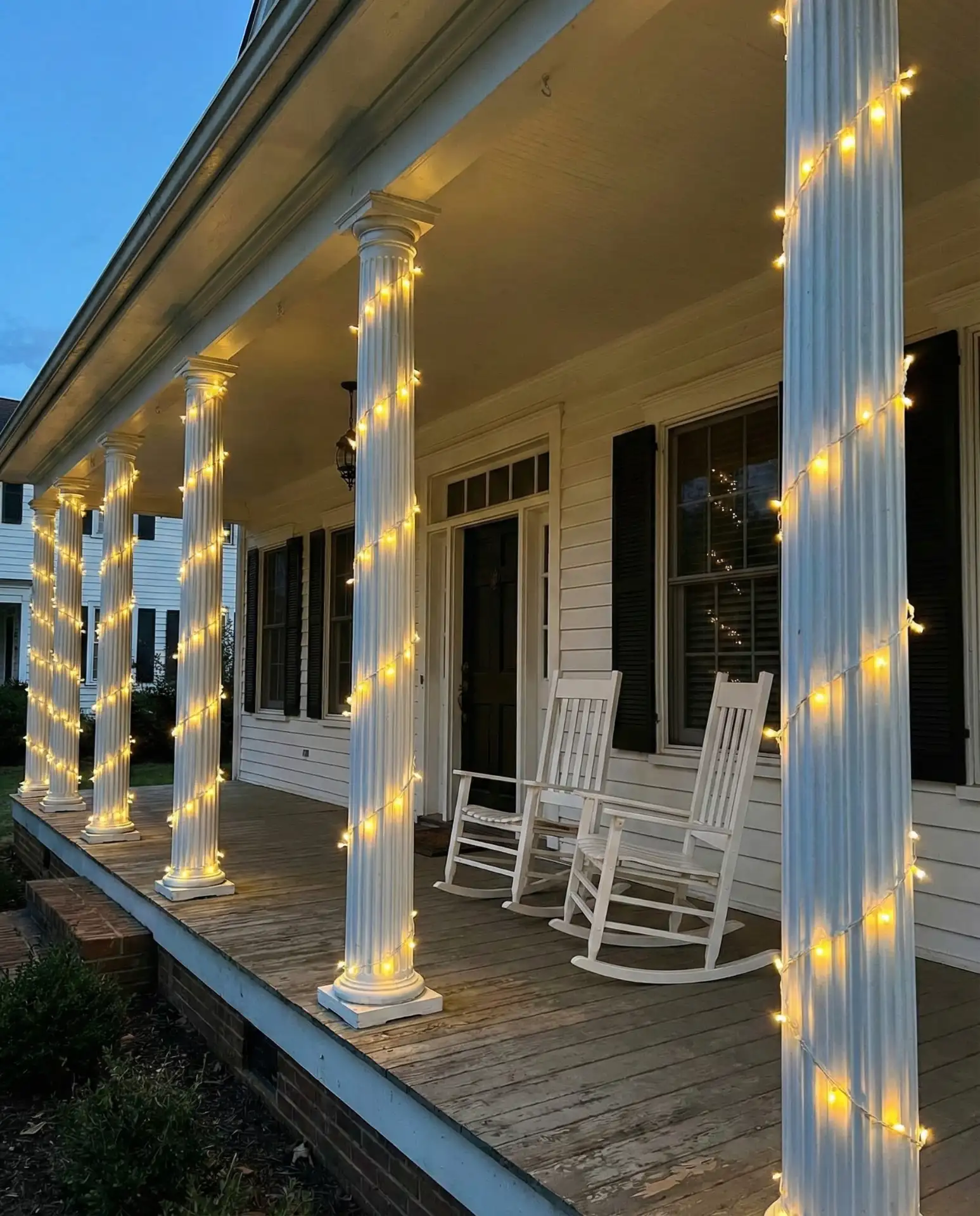 Porch Column Wrapped Lights 1