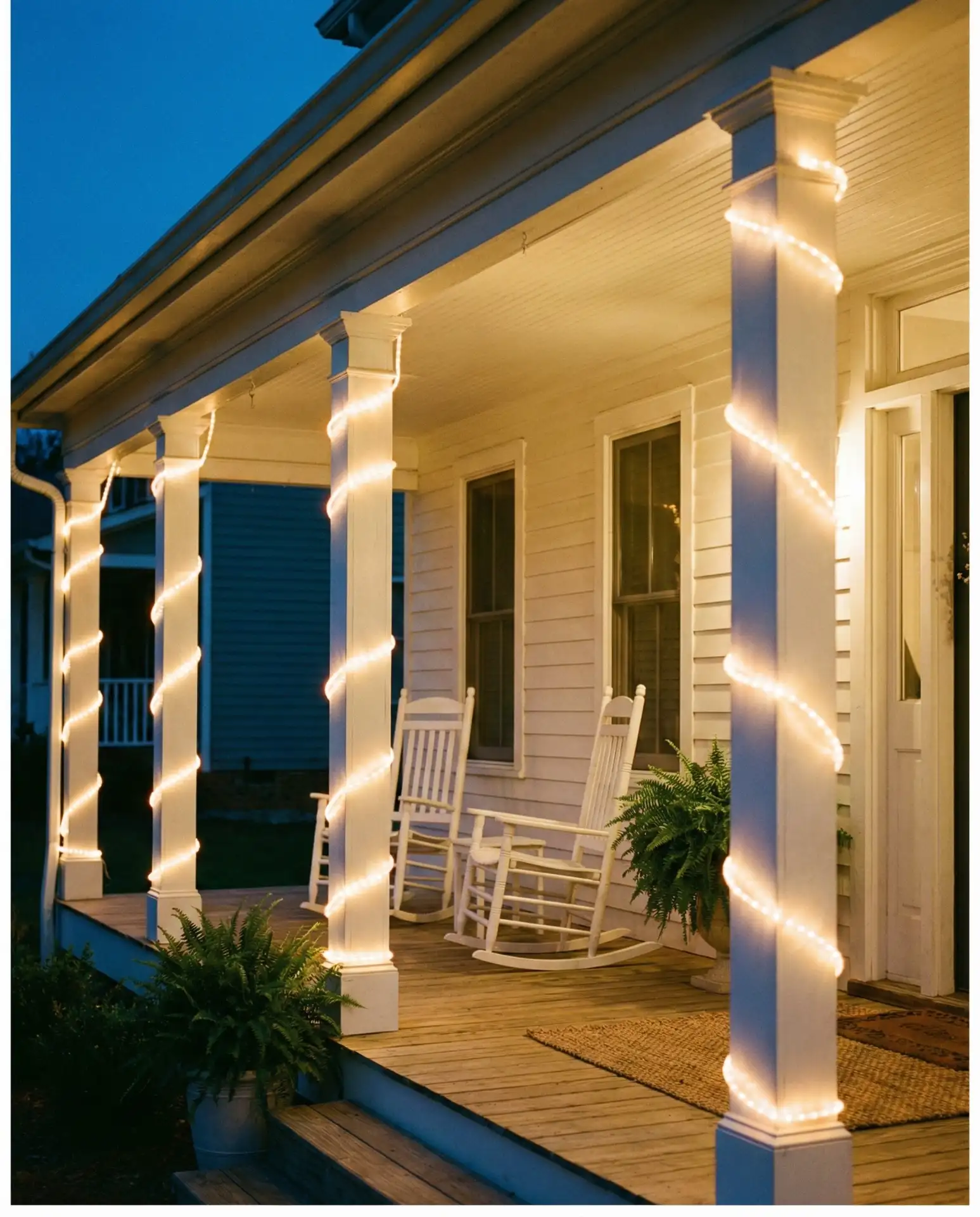 Porch Column Wrapped Lights 2
