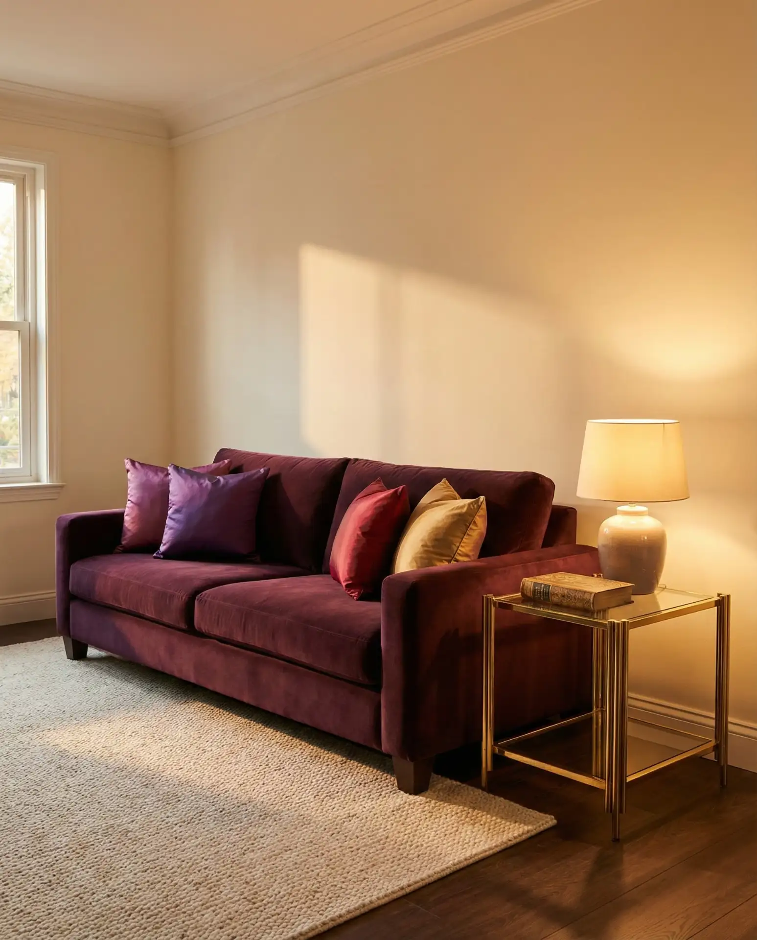 Purple Living Room with Jewel Tones and Luxe Fabrics 1