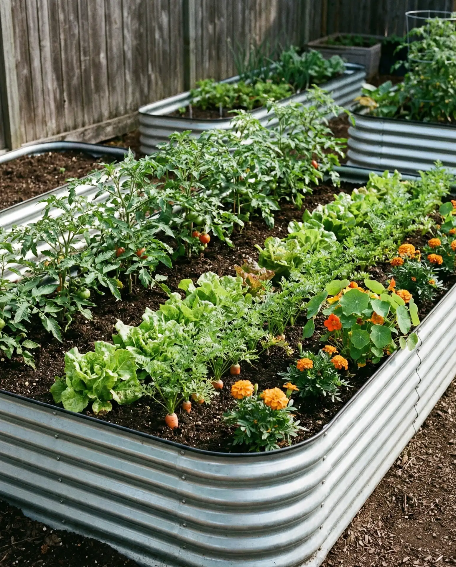 Raised Bed Garden with Decorative Metal Edging 1
