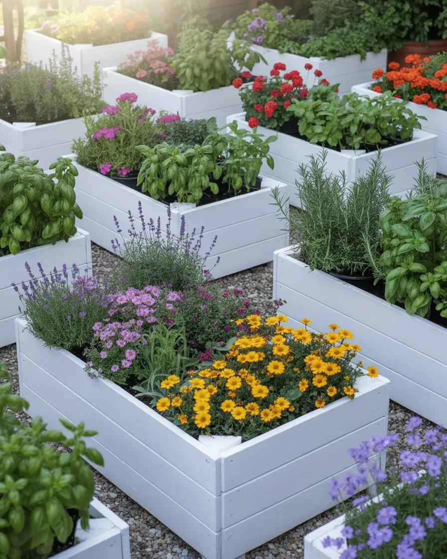 Raised Bed Garden with Painted Cottage Borders 1