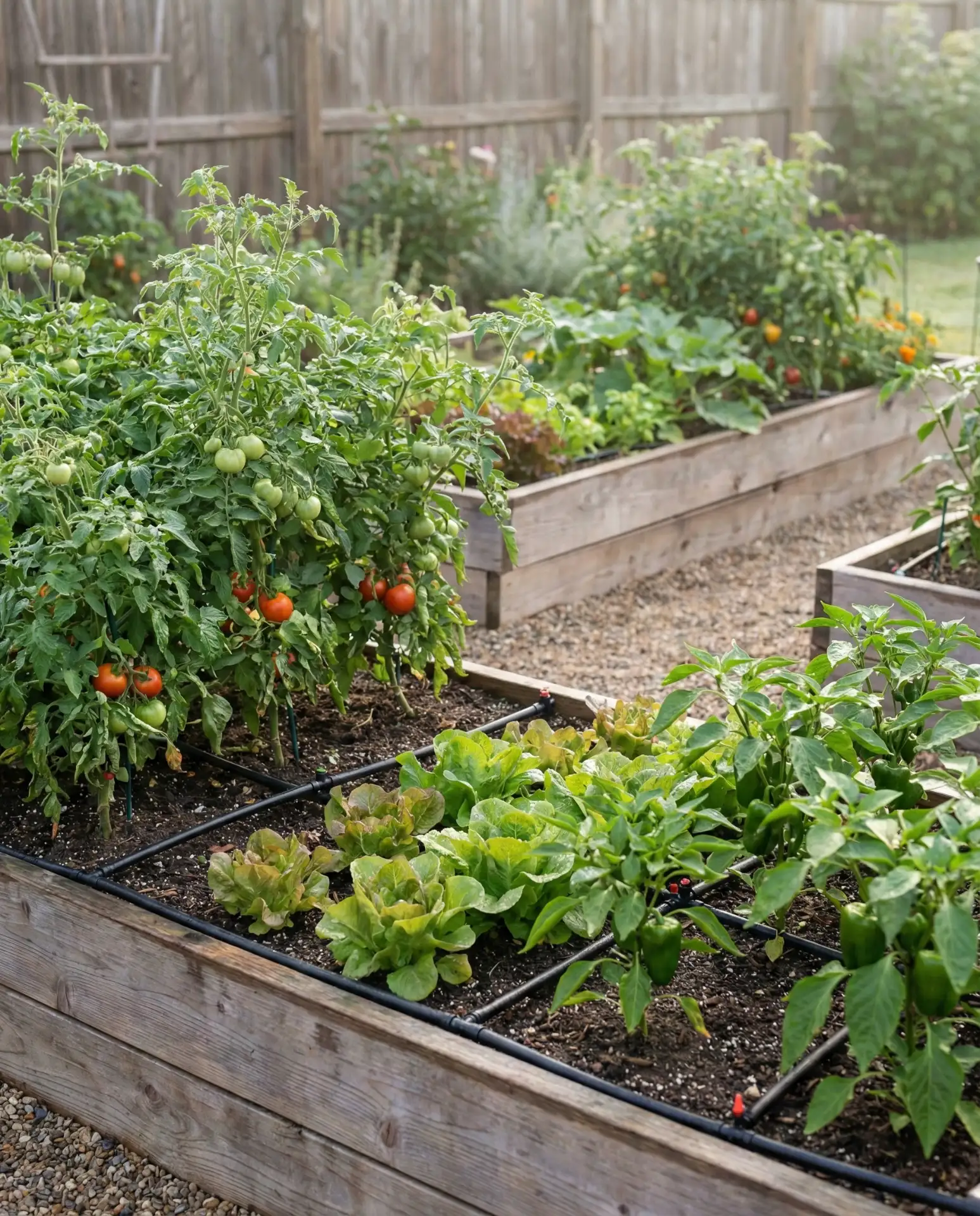 Raised Cedar Bed Garden with Drip Irrigation