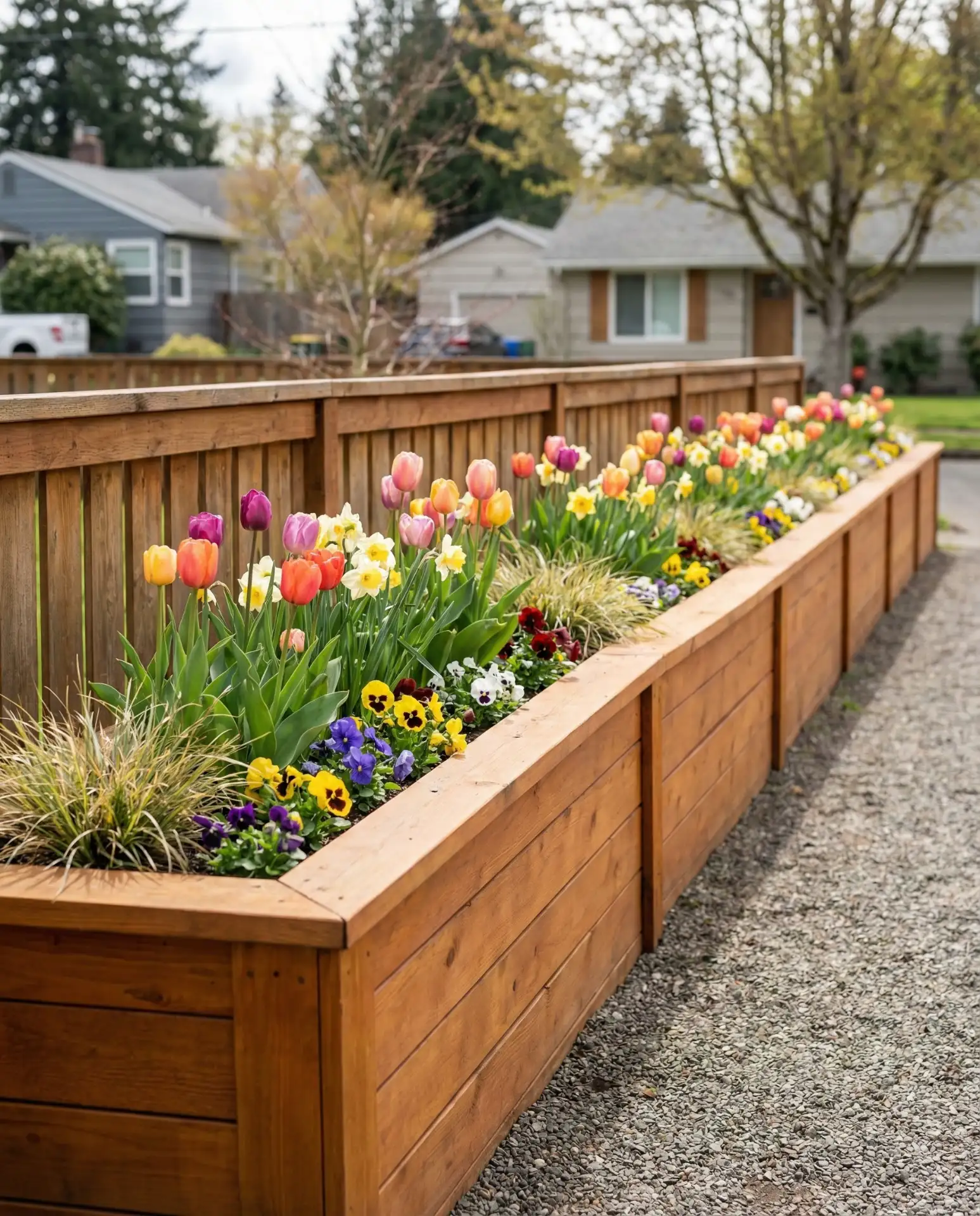 Raised Planter Borders Along Property Lines 2