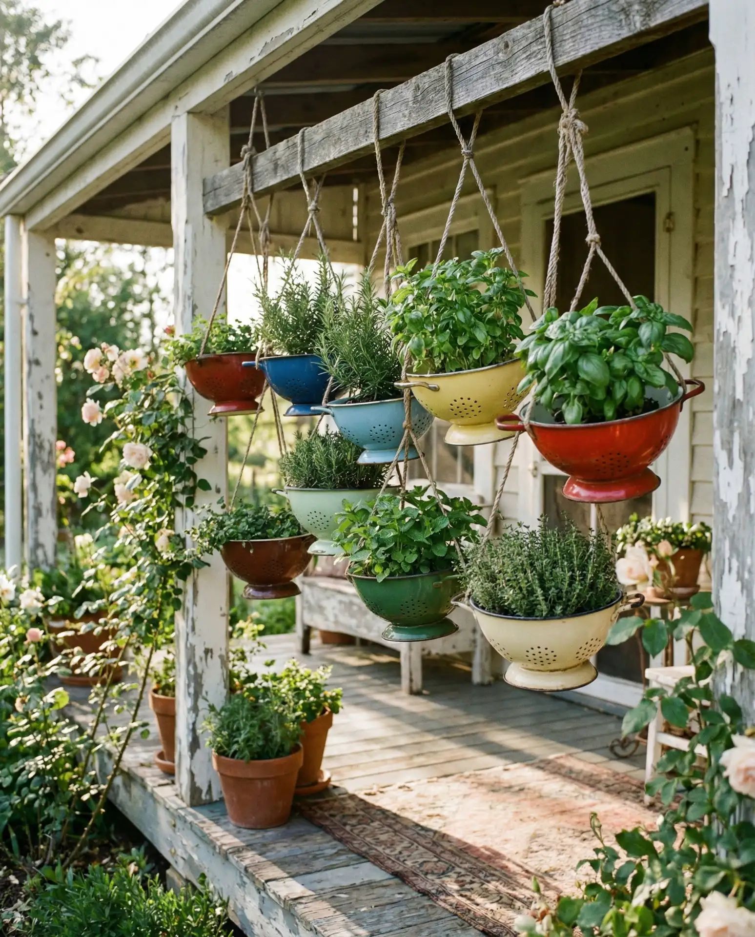 Repurposed Colander Planters for Porches 1