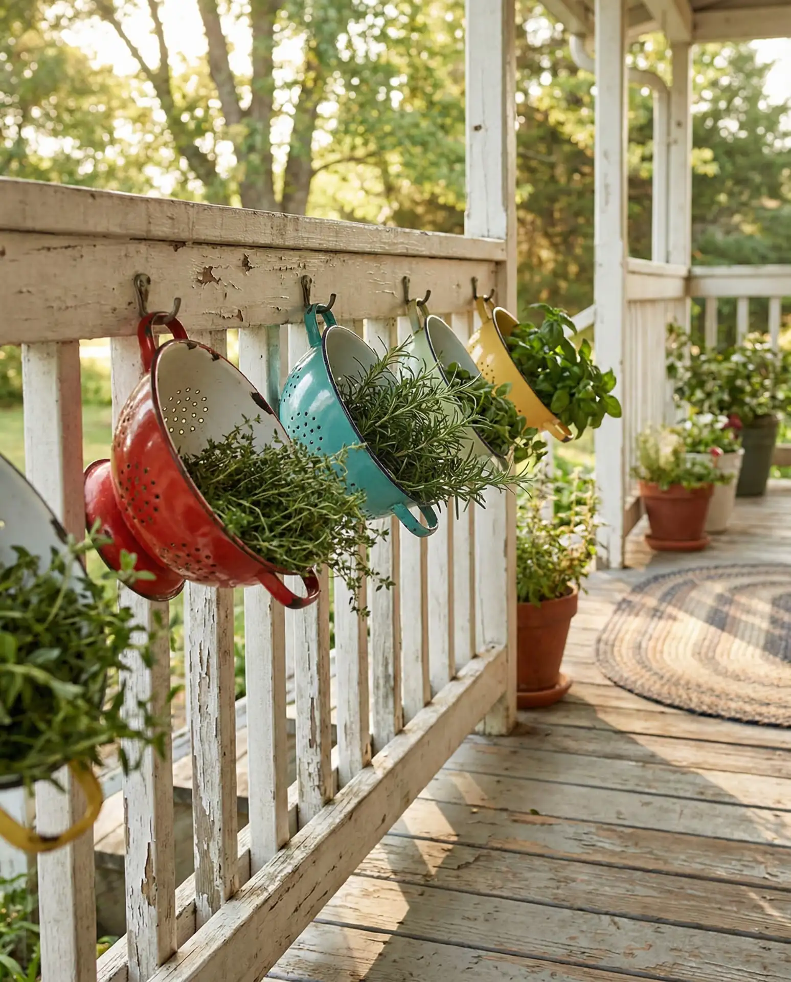 Repurposed Colander Planters for Porches 2