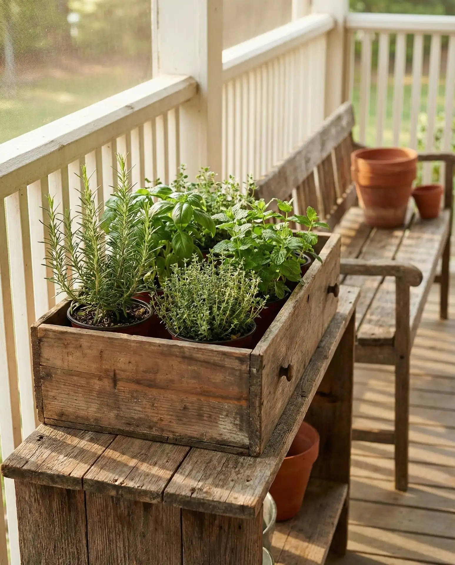 Repurposed Drawer Planter for Outdoor Shelves 2