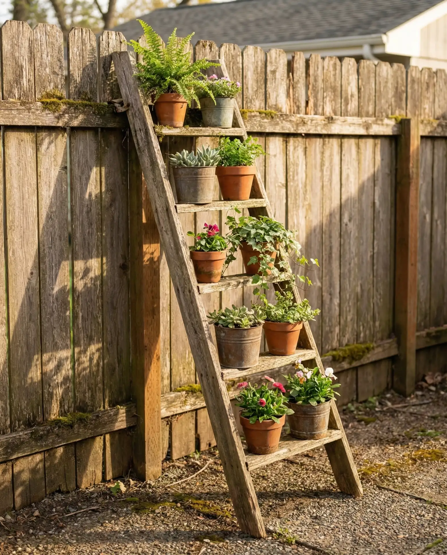 Repurposed Ladder as Plant Stand 1