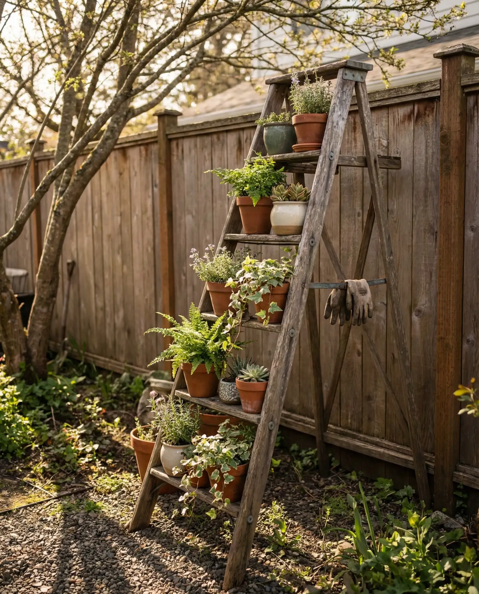 Repurposed Ladder as Plant Stand 2