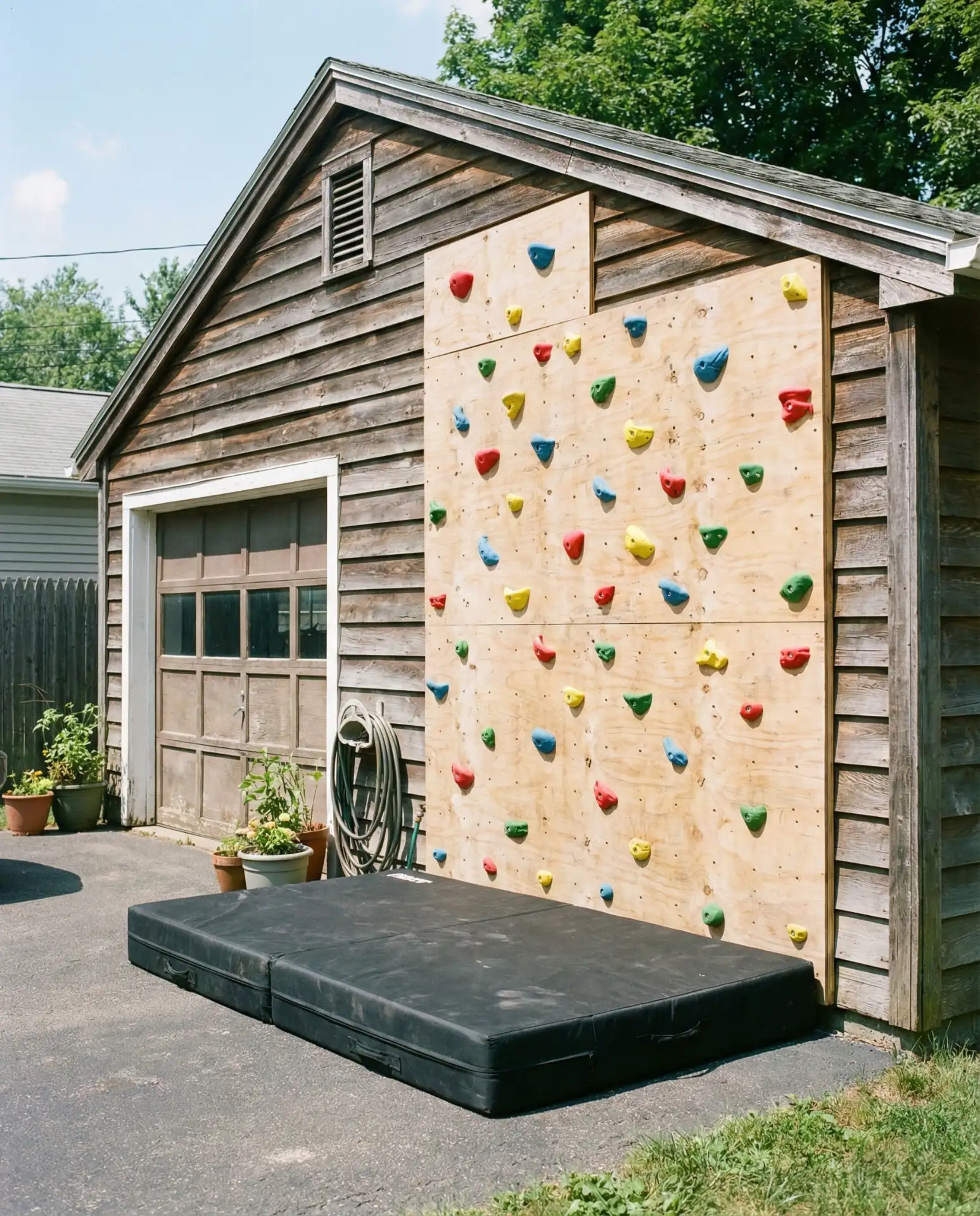 Rock Climbing Wall on Garage or Shed 2