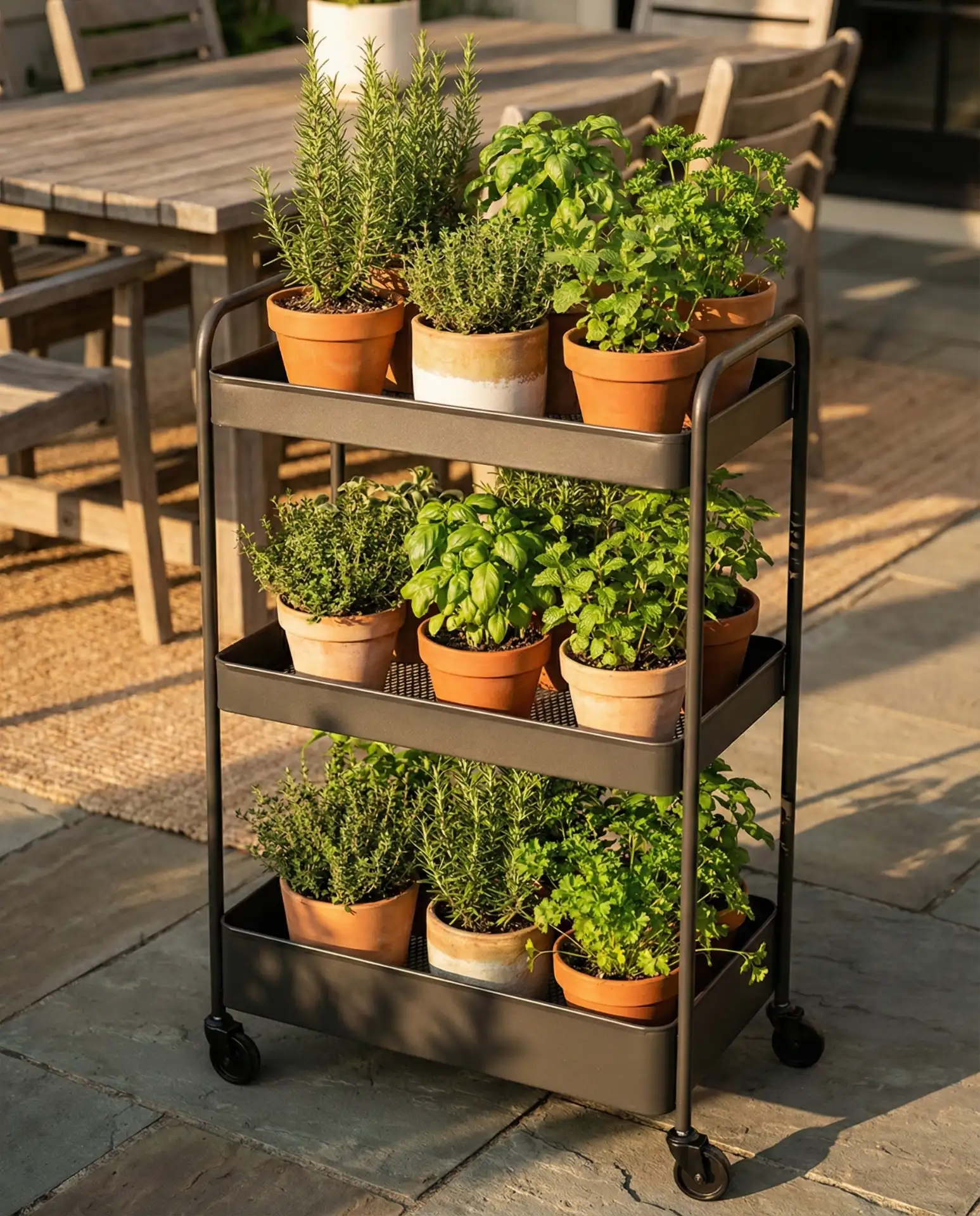 Rolling Cart for Flexible Patio Herb Garden 1